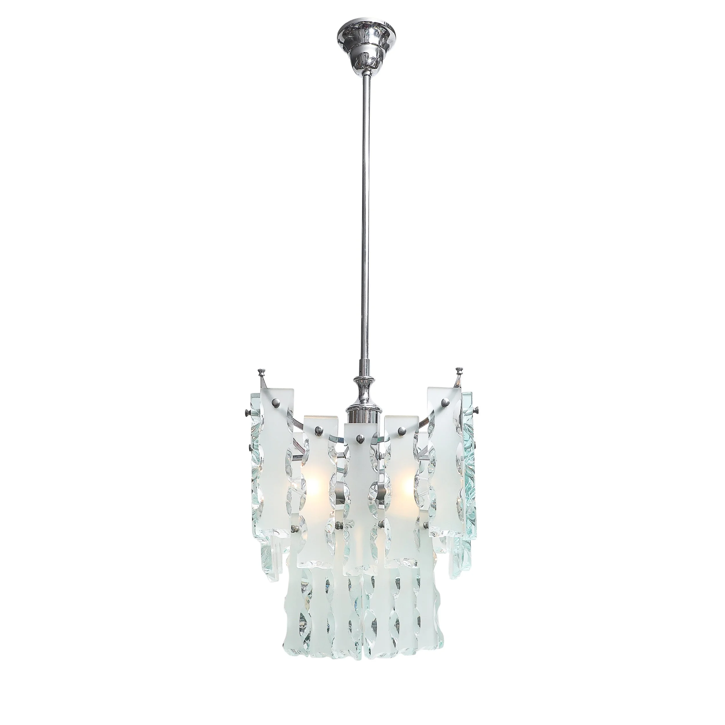 Mid-Century Modernist Style of Fontana Arte Geometric Knapped Glass Pendant offered by High Style Deco — image 7