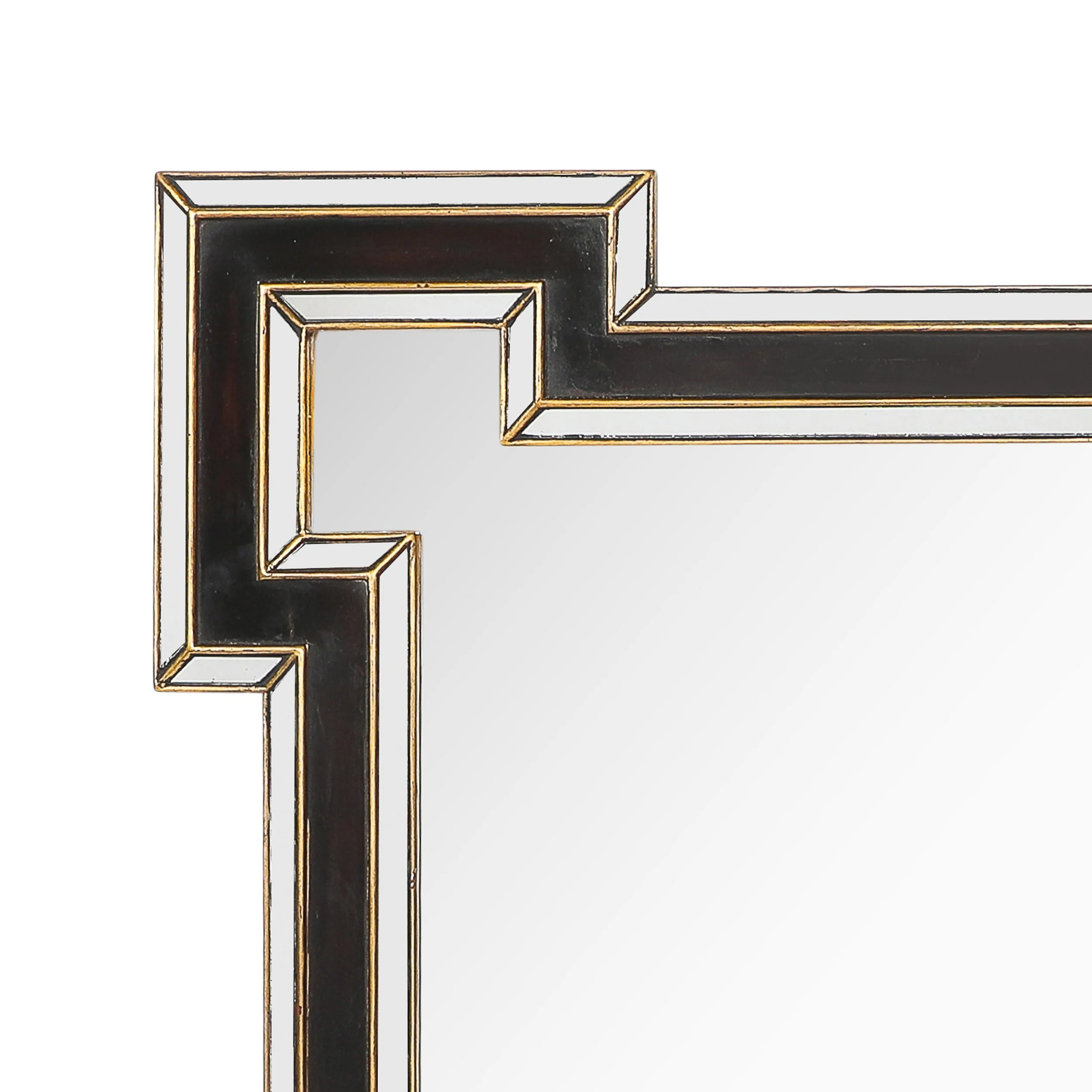 Mid-Century Etruscan Key Form Segmented Umber Lacquered & Giltwood Lined Mirror offered by High Style Deco — image 5