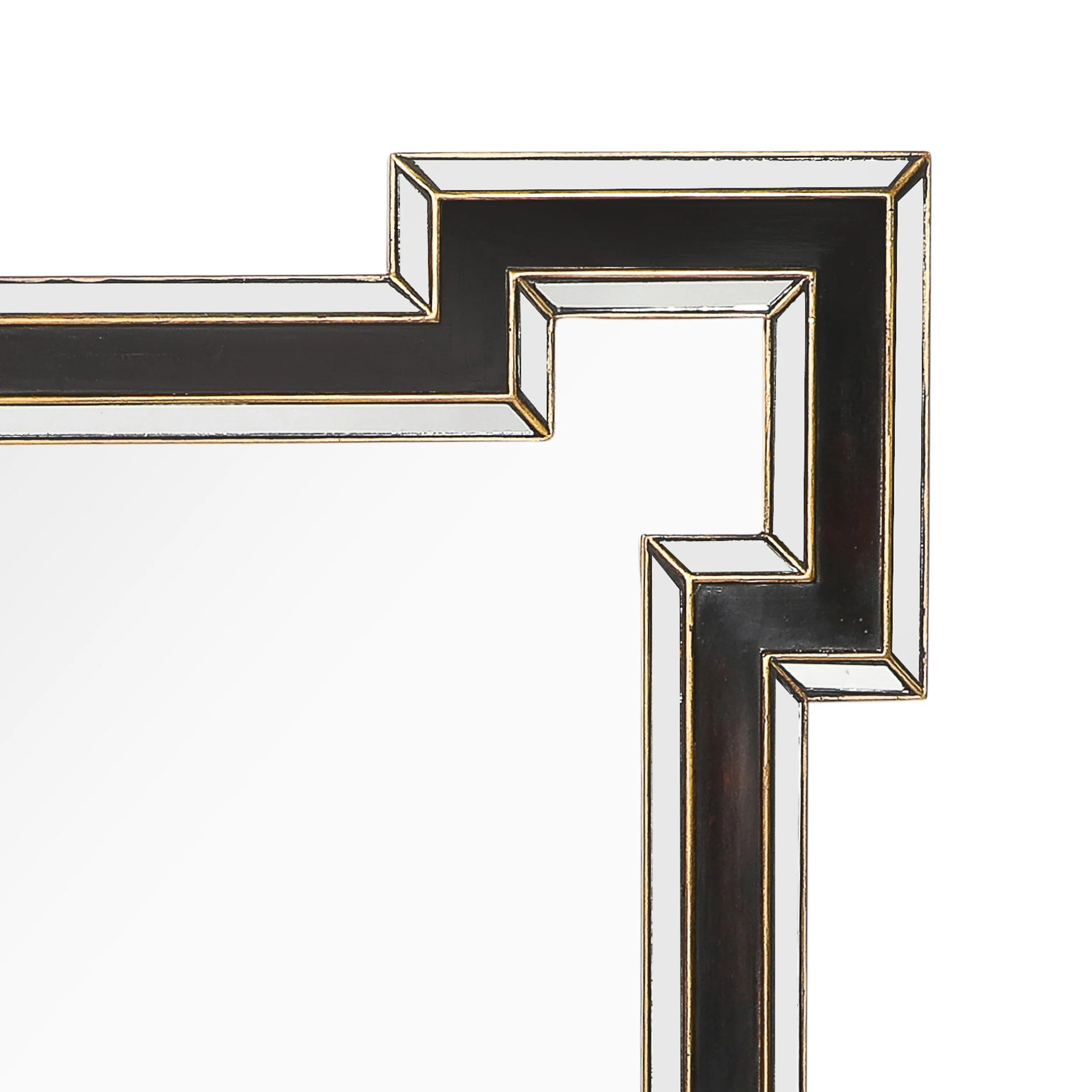 Mid-Century Etruscan Key Form Segmented Umber Lacquered & Giltwood Lined Mirror offered by High Style Deco — image 4