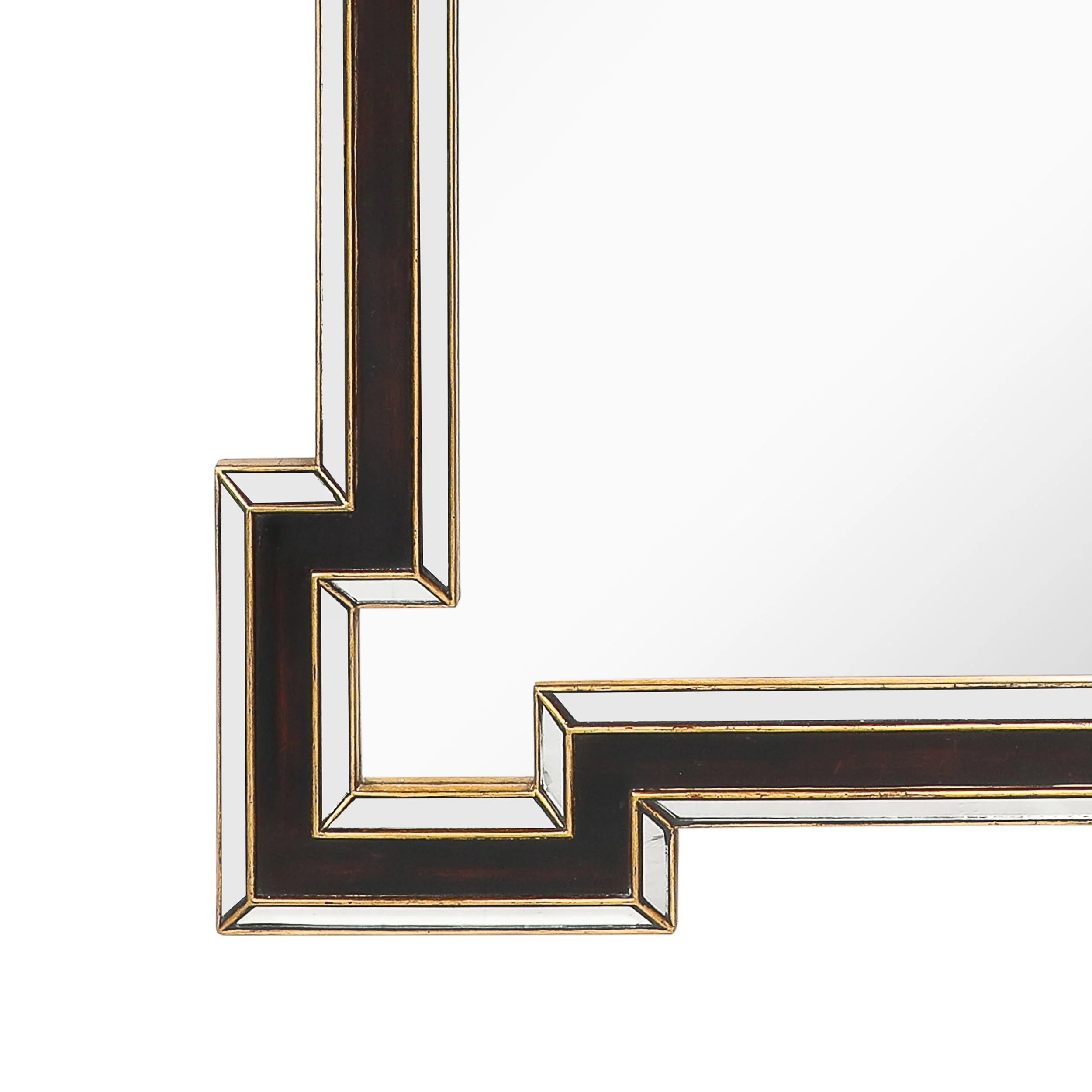 Mid-Century Etruscan Key Form Segmented Umber Lacquered & Giltwood Lined Mirror offered by High Style Deco — image 6