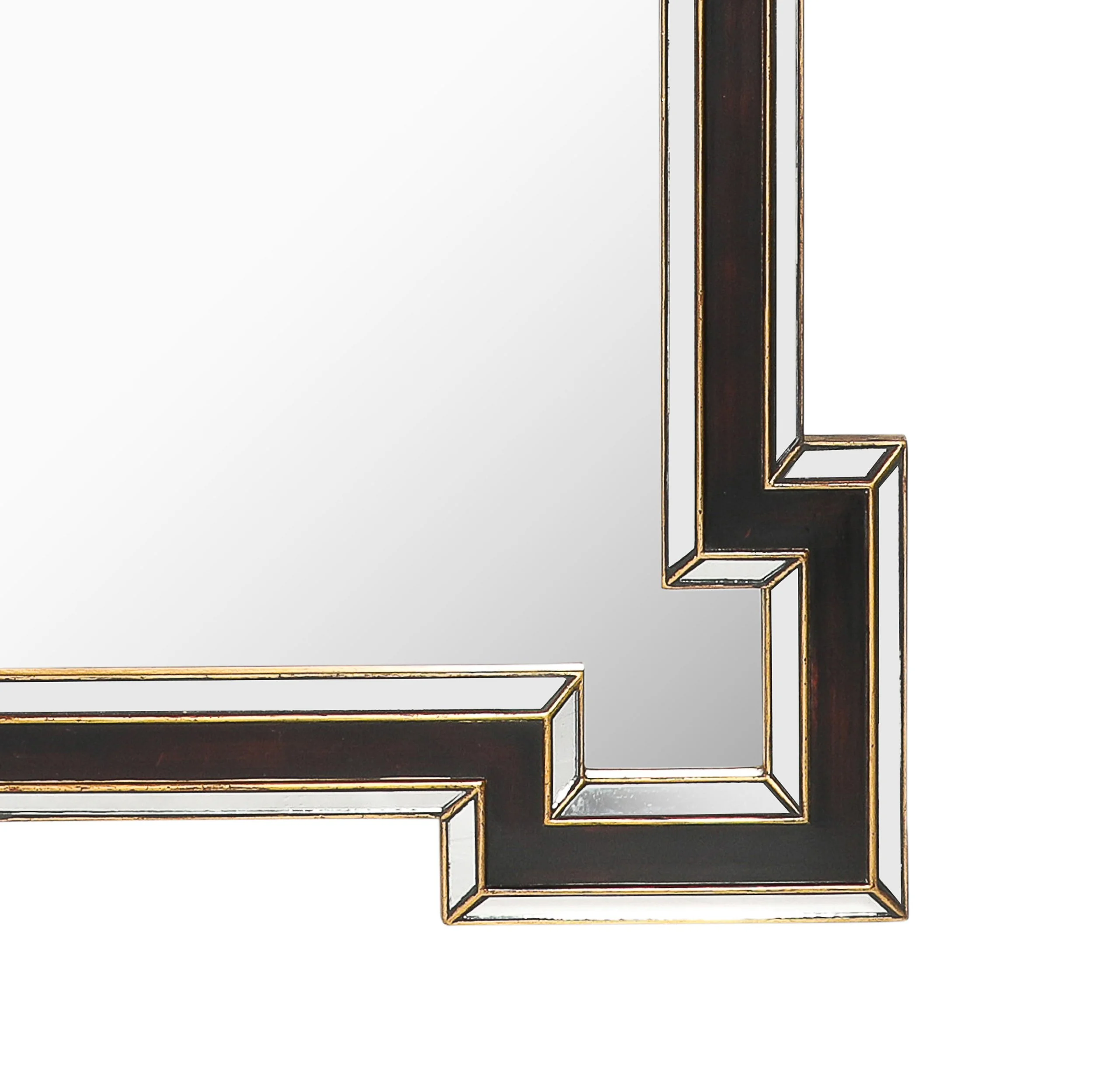Mid-Century Etruscan Key Form Segmented Umber Lacquered & Giltwood Lined Mirror offered by High Style Deco — image 7
