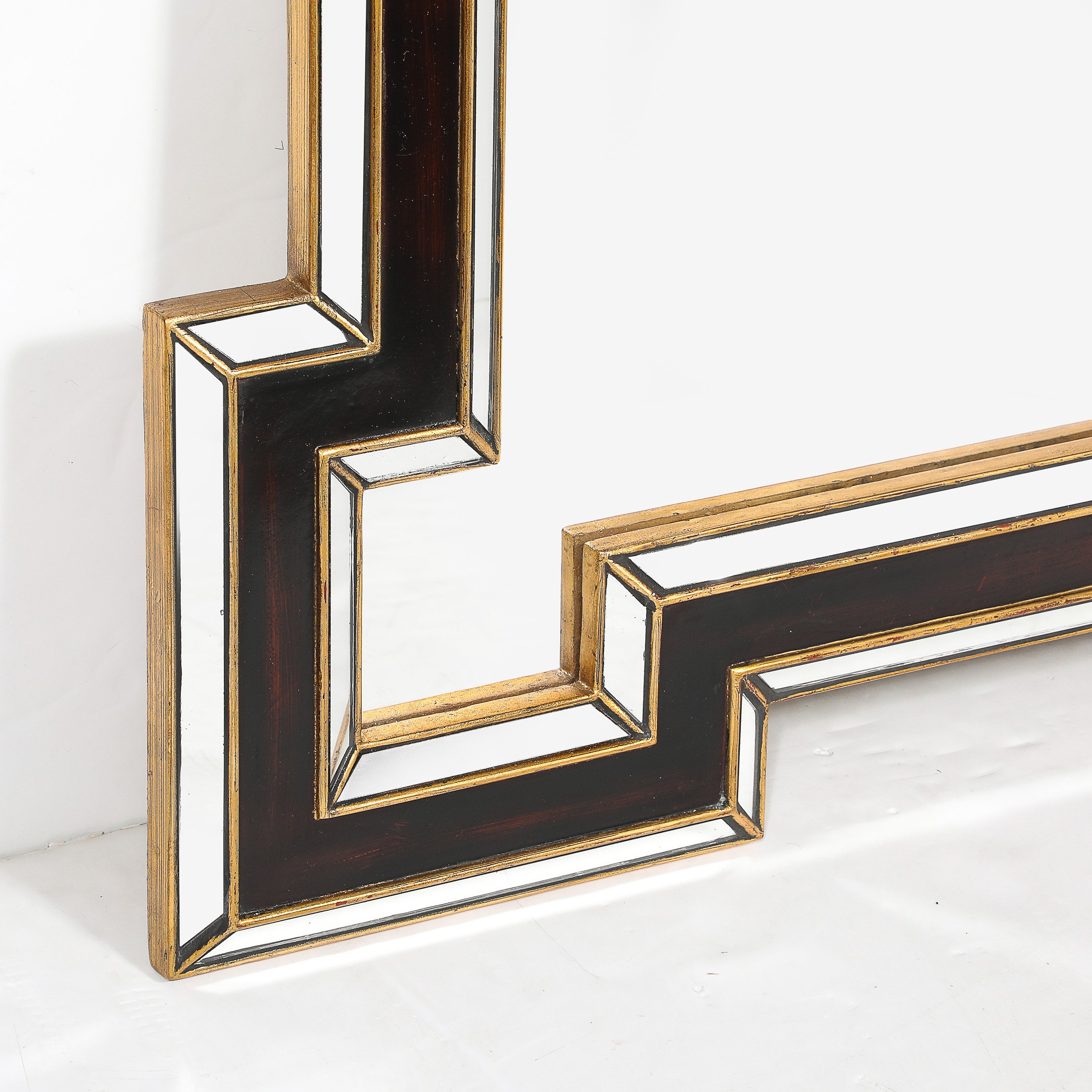Mid-Century Etruscan Key Form Segmented Umber Lacquered & Giltwood Lined Mirror offered by High Style Deco — image 8