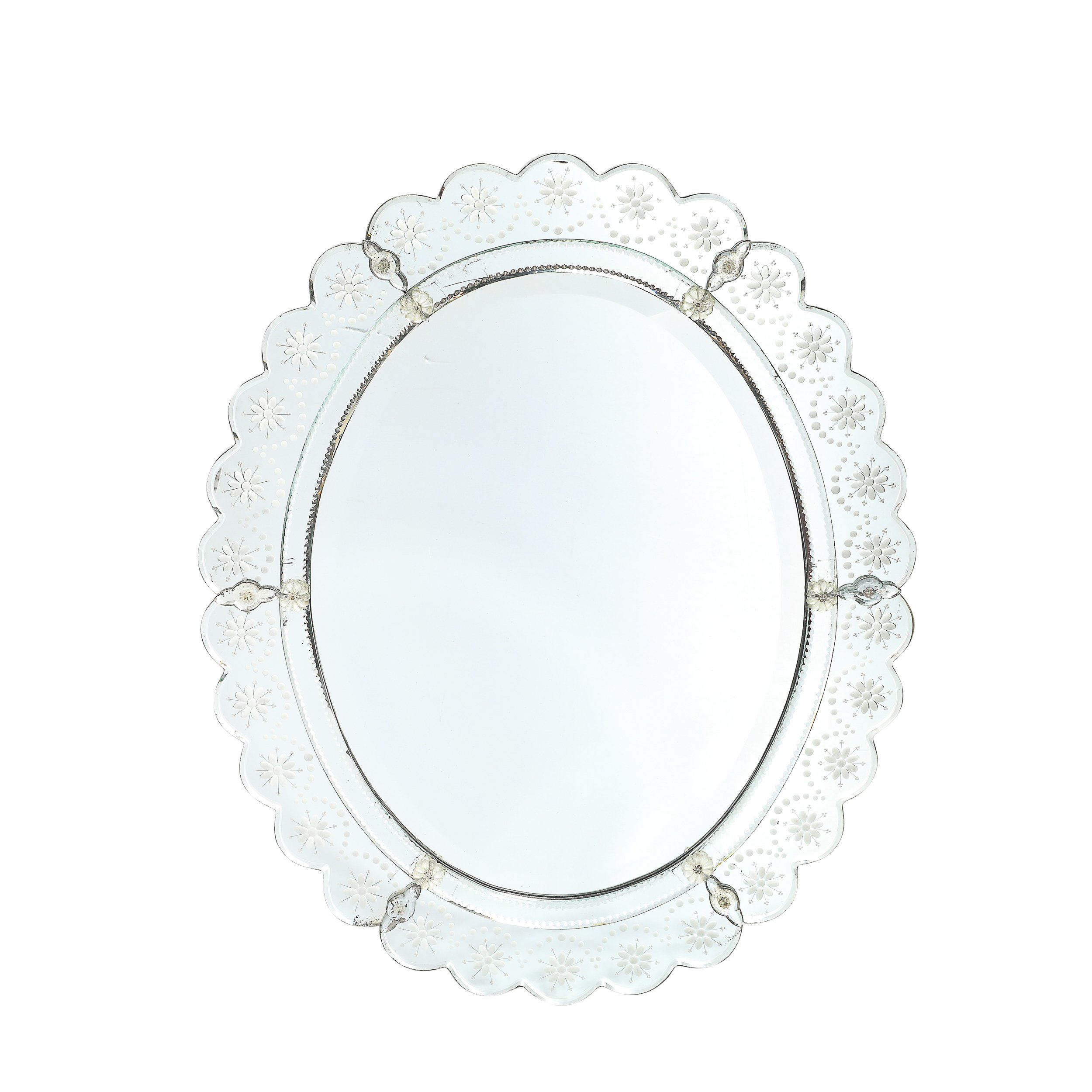 Mid-Century Modernist Scallop Design Reverse-Etched & Beveled Mirror offered by High Style Deco — image 1