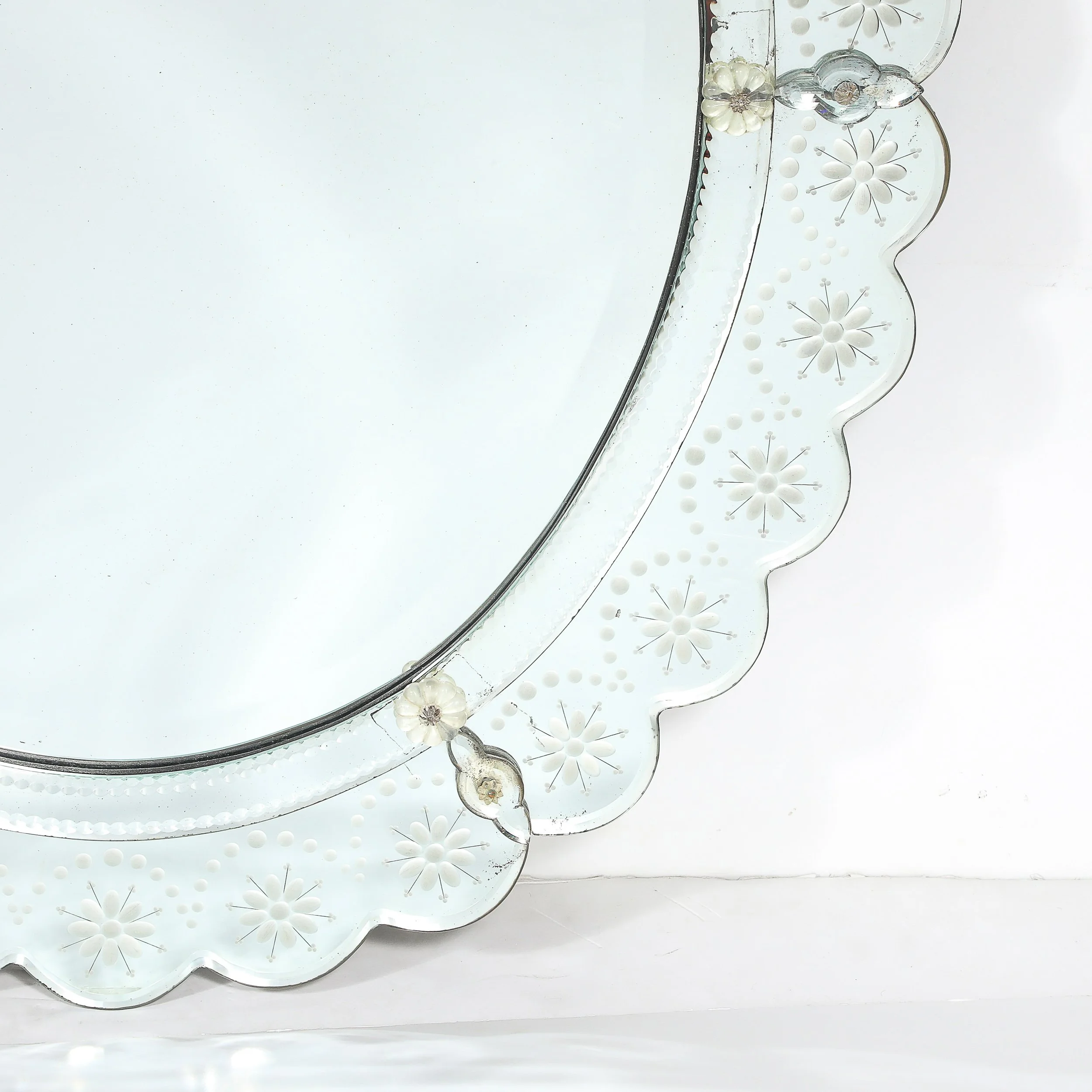 Mid-Century Modernist Scallop Design Reverse-Etched & Beveled Mirror offered by High Style Deco — image 5