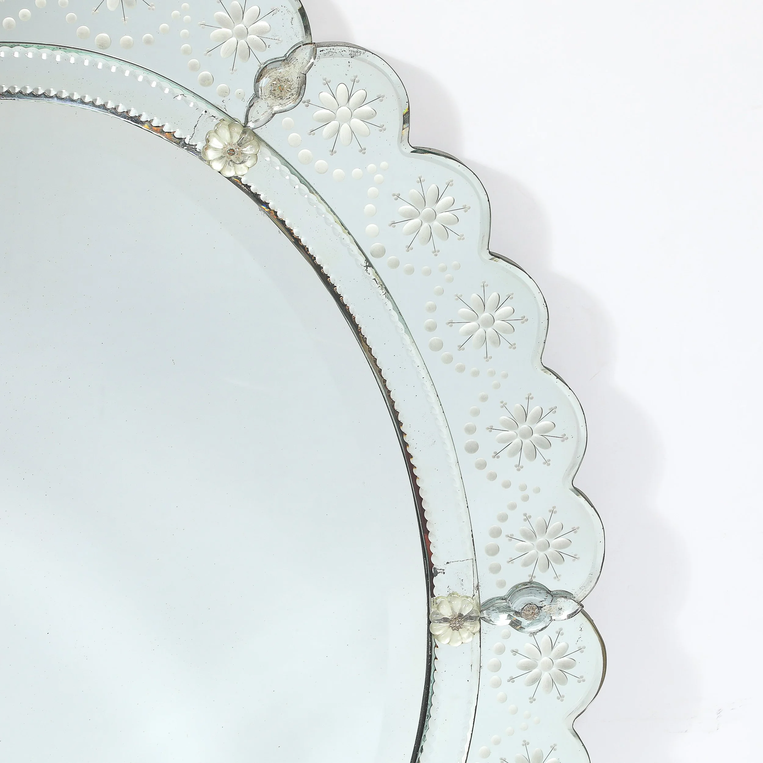 Mid-Century Modernist Scallop Design Reverse-Etched & Beveled Mirror offered by High Style Deco — image 4