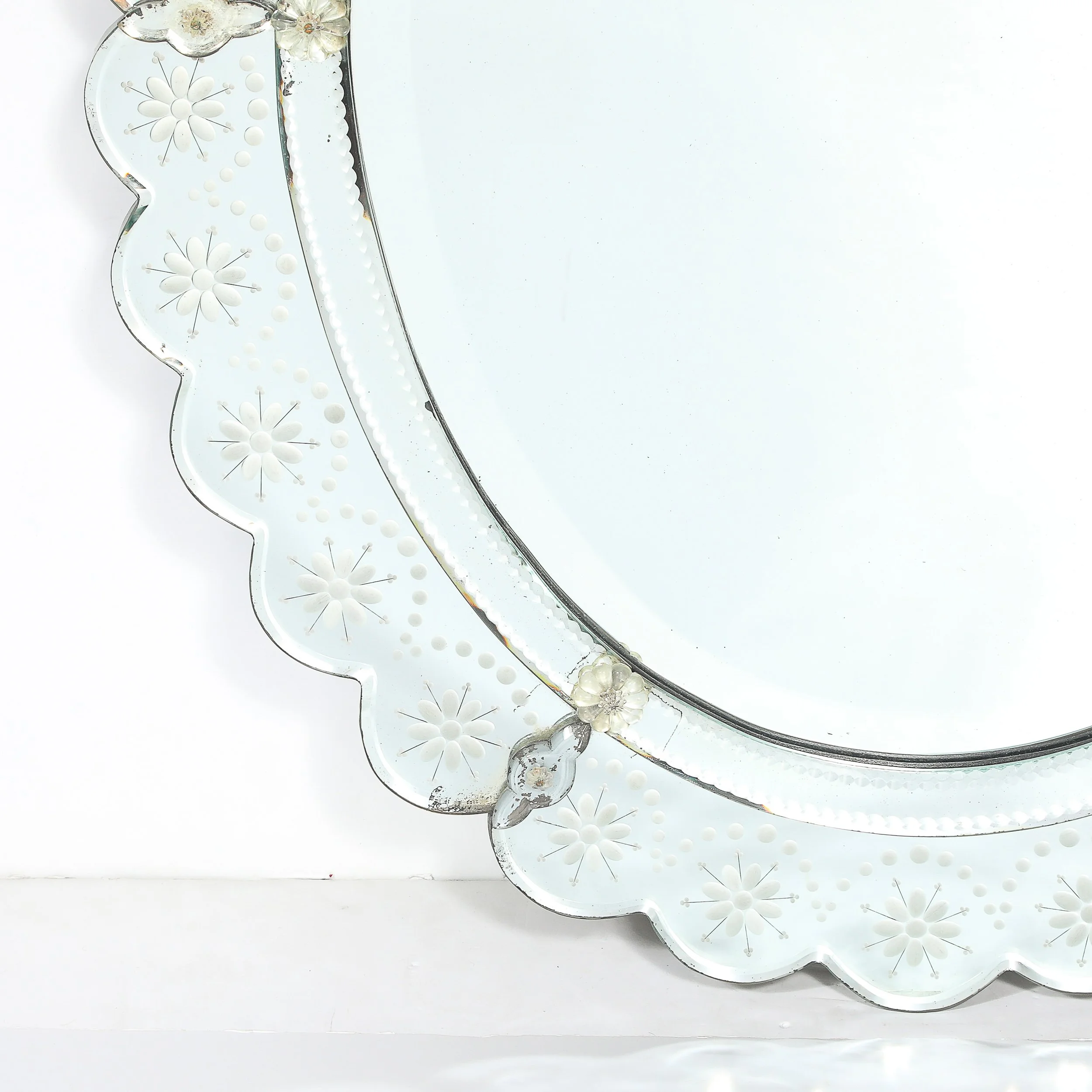Mid-Century Modernist Scallop Design Reverse-Etched & Beveled Mirror offered by High Style Deco — image 6