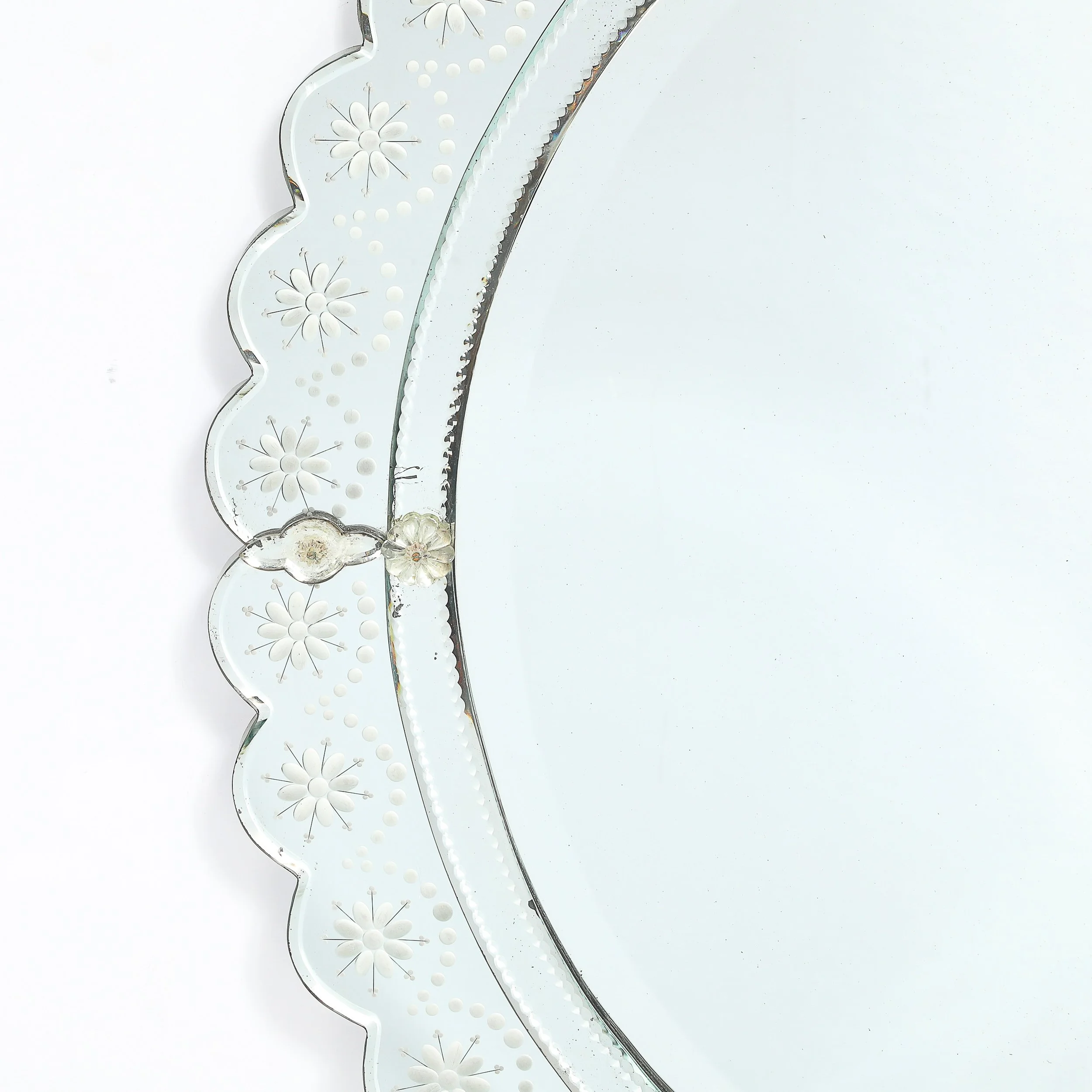 Mid-Century Modernist Scallop Design Reverse-Etched & Beveled Mirror offered by High Style Deco — image 7