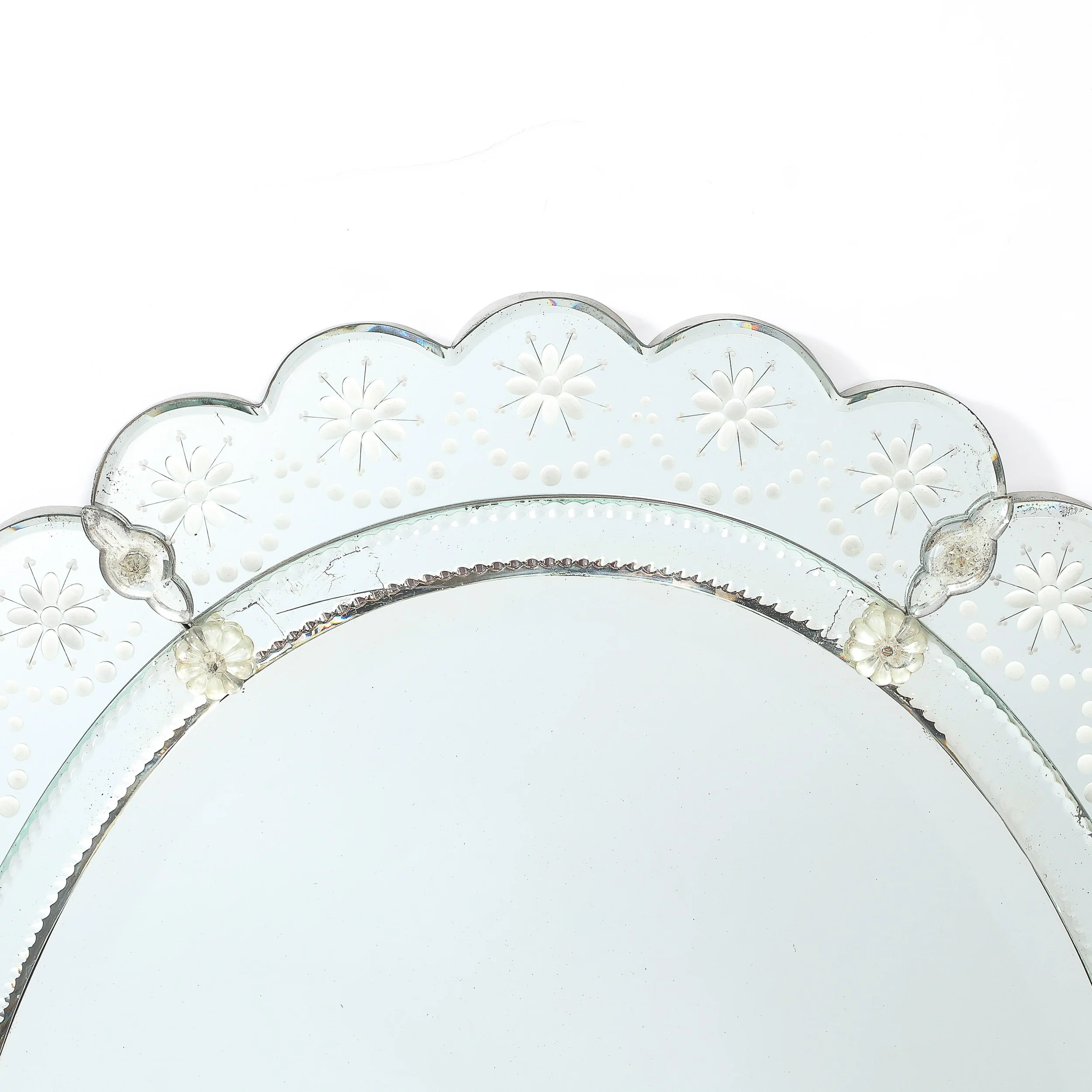 Mid-Century Modernist Scallop Design Reverse-Etched & Beveled Mirror offered by High Style Deco — image 8