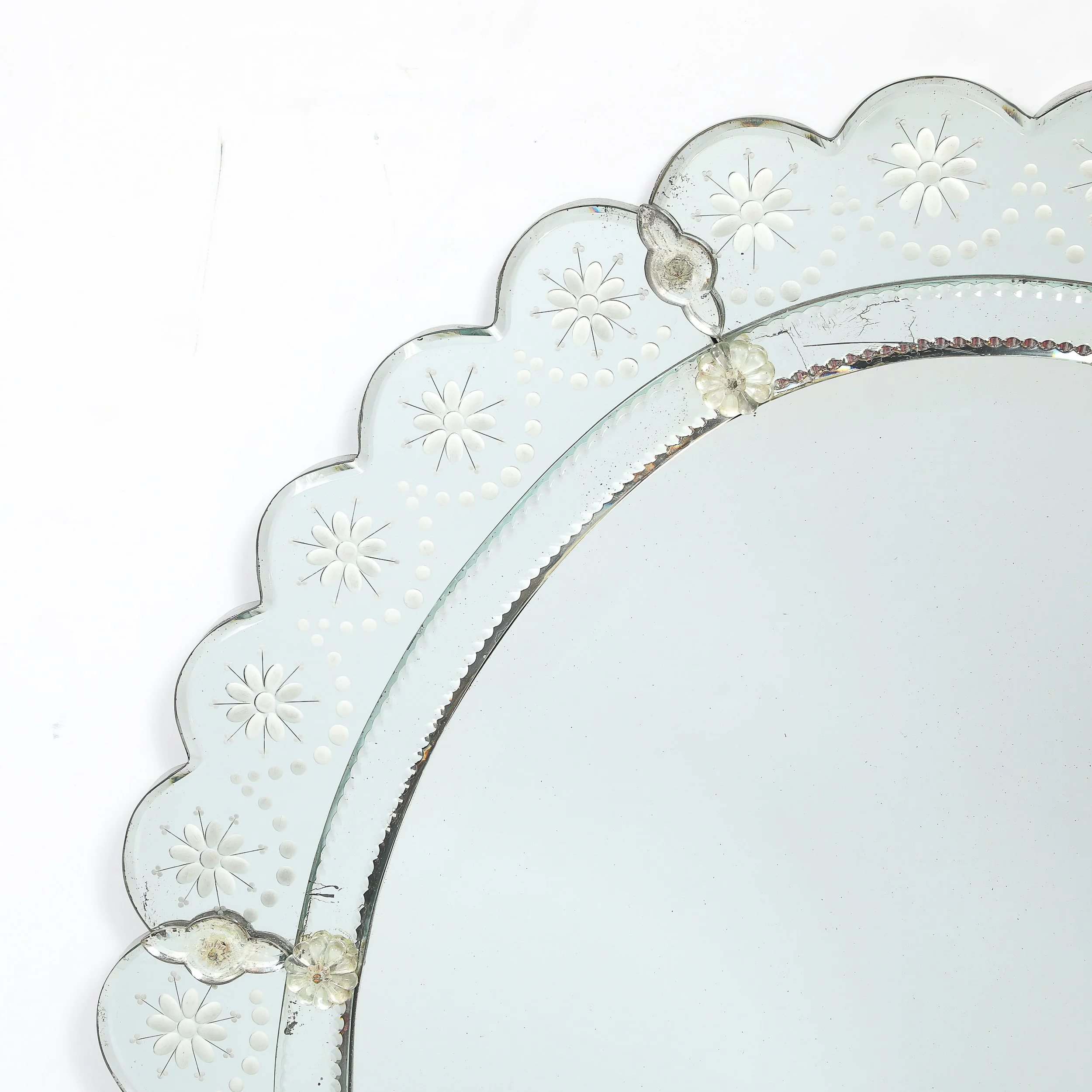 Mid-Century Modernist Scallop Design Reverse-Etched & Beveled Mirror offered by High Style Deco — image 10