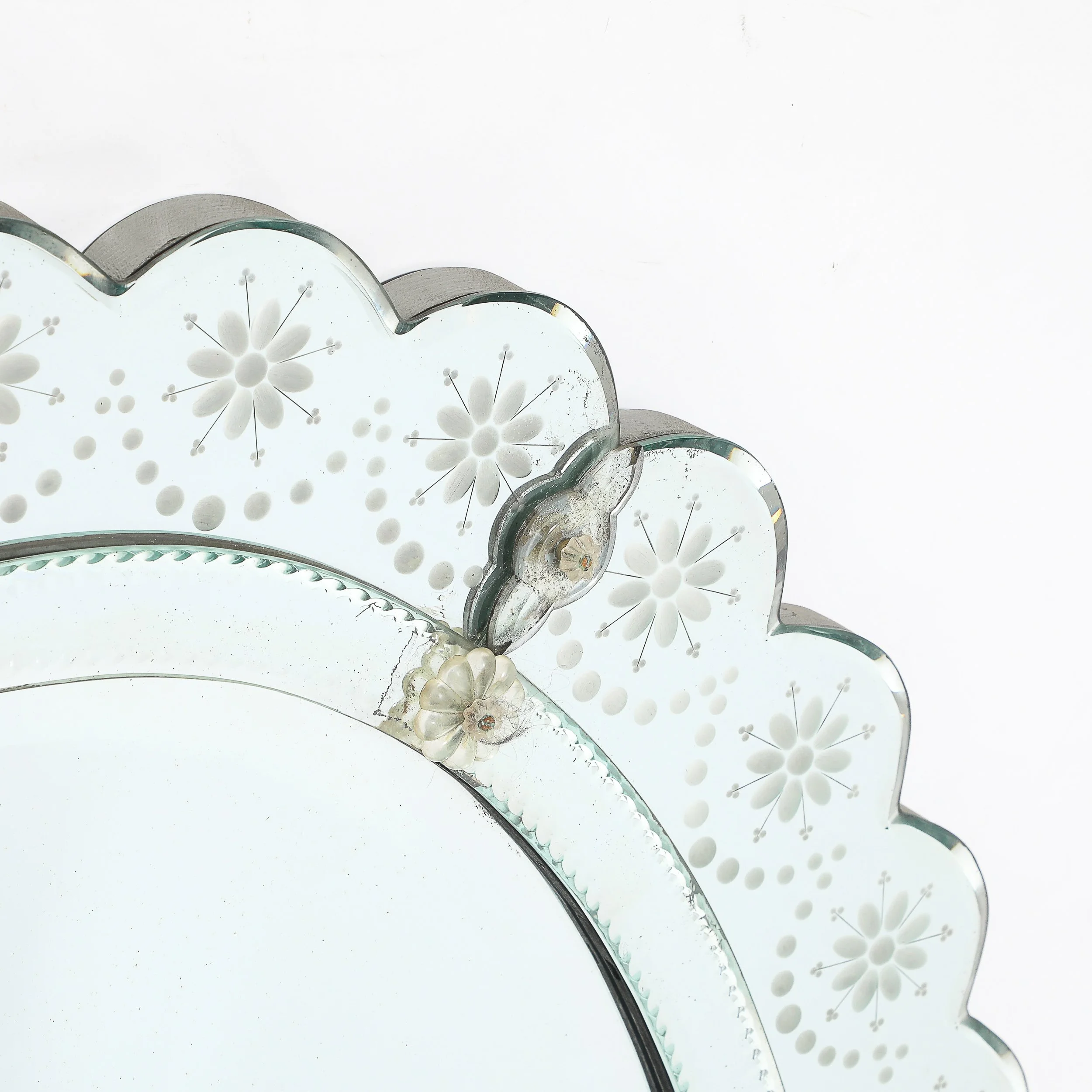 Mid-Century Modernist Scallop Design Reverse-Etched & Beveled Mirror offered by High Style Deco — image 11