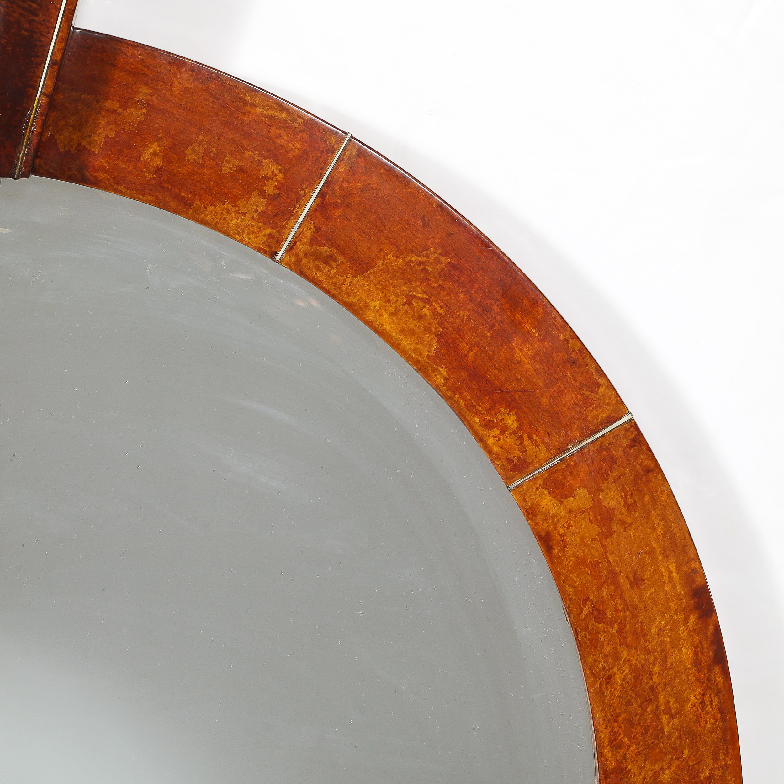 Mid-Century Tessellated Lacquered Goatskin Arched Mirror signed Karl Springer offered by High Style Deco — image 5