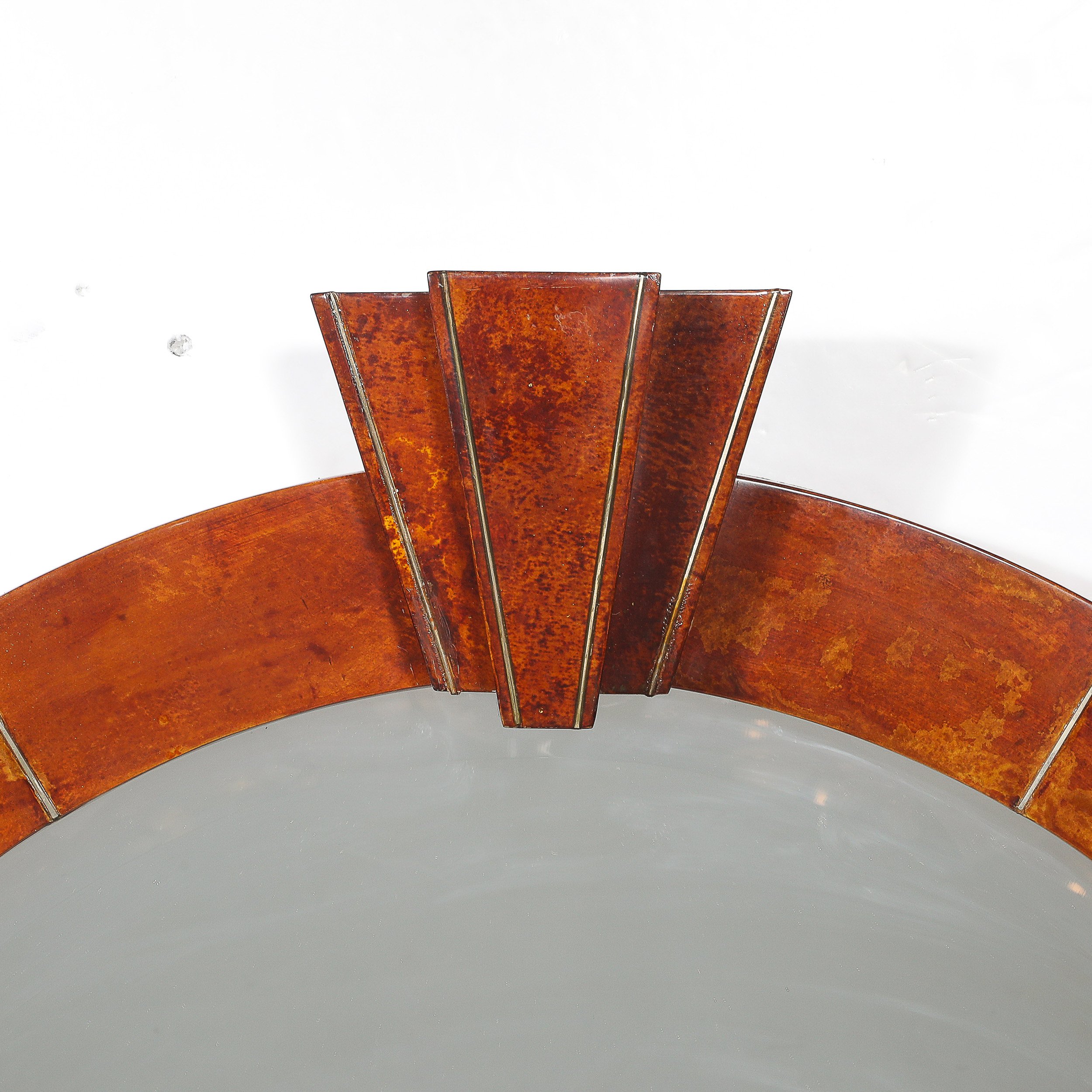 Mid-Century Tessellated Lacquered Goatskin Arched Mirror signed Karl Springer offered by High Style Deco — image 2