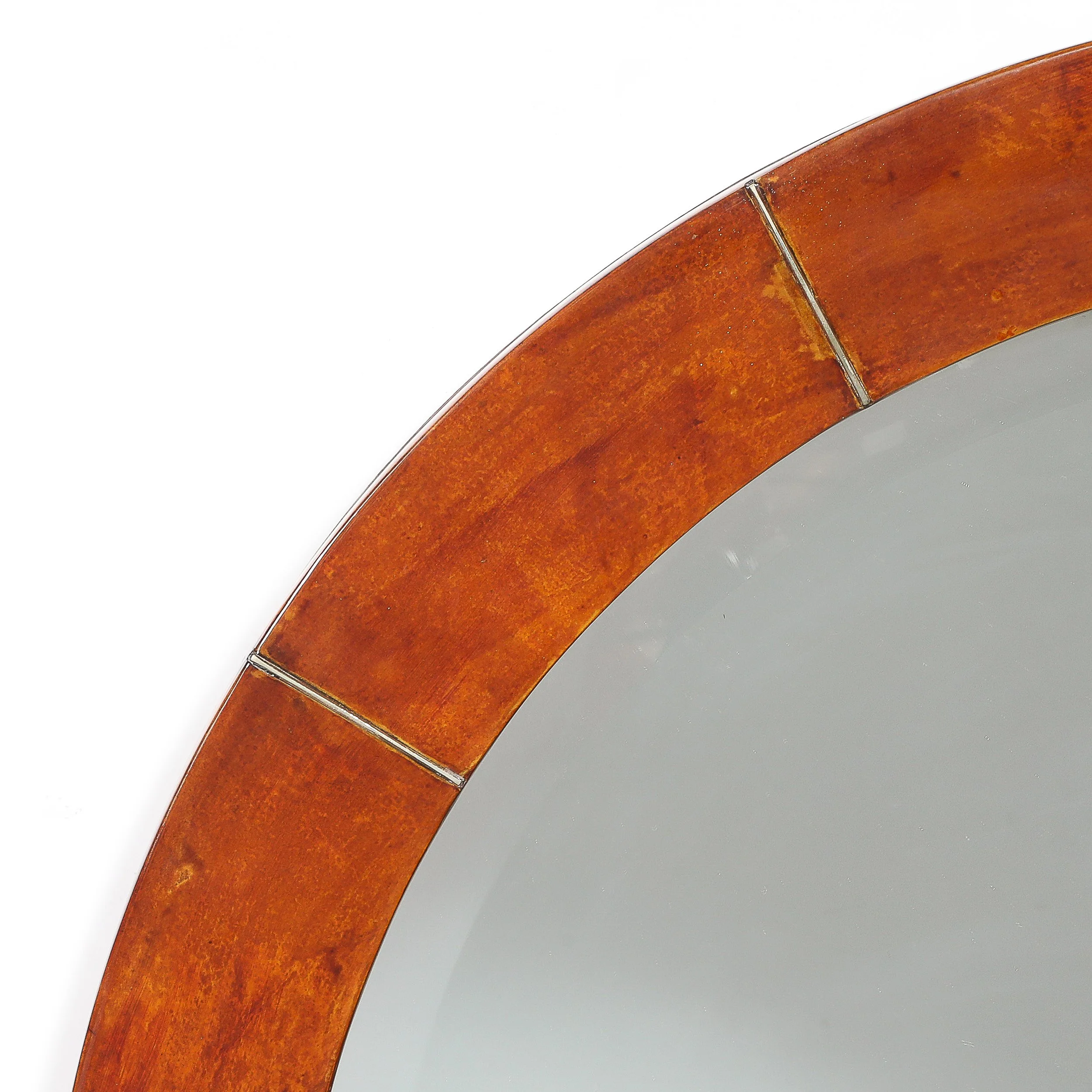 Mid-Century Tessellated Lacquered Goatskin Arched Mirror signed Karl Springer offered by High Style Deco — image 4