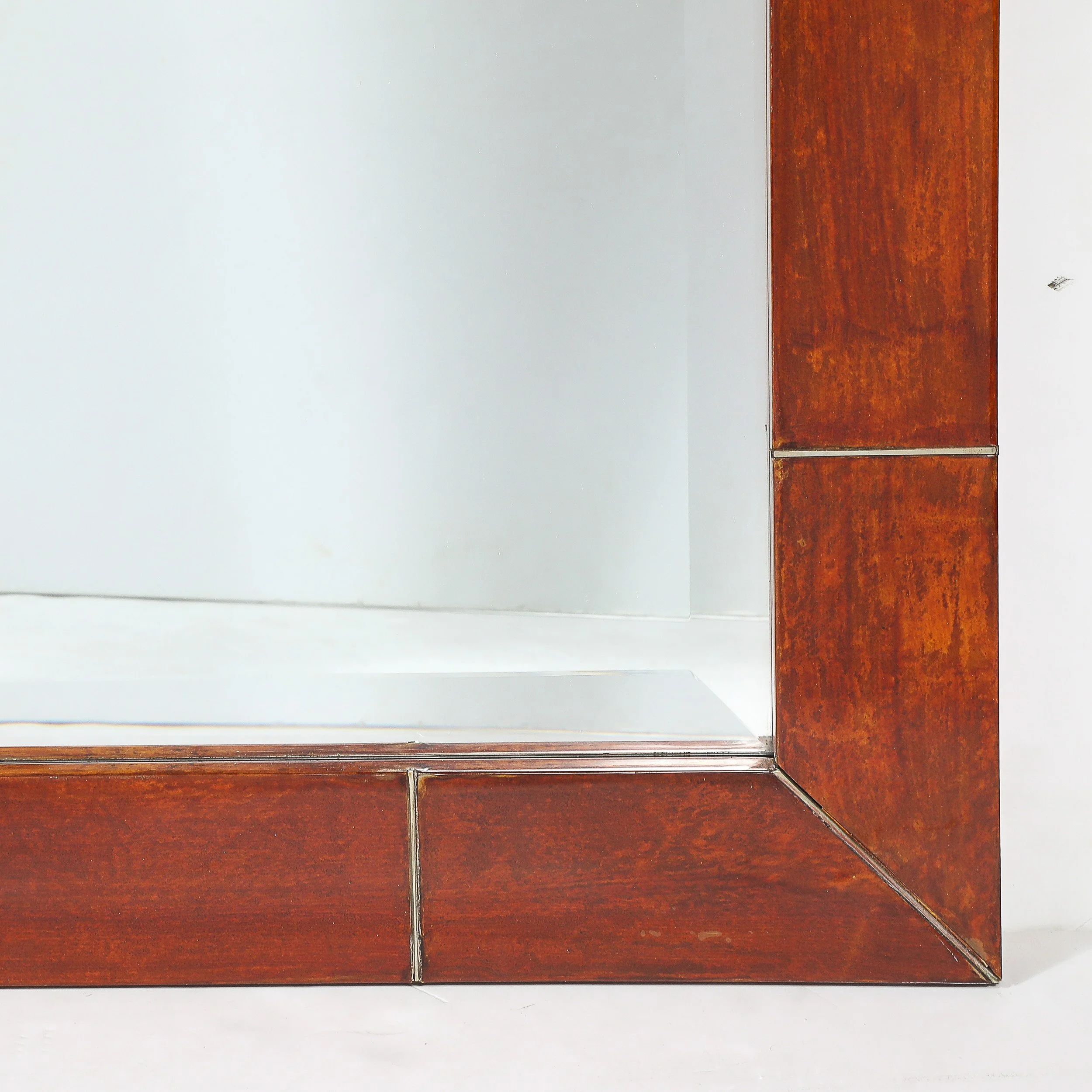 Mid-Century Tessellated Lacquered Goatskin Arched Mirror signed Karl Springer offered by High Style Deco — image 6