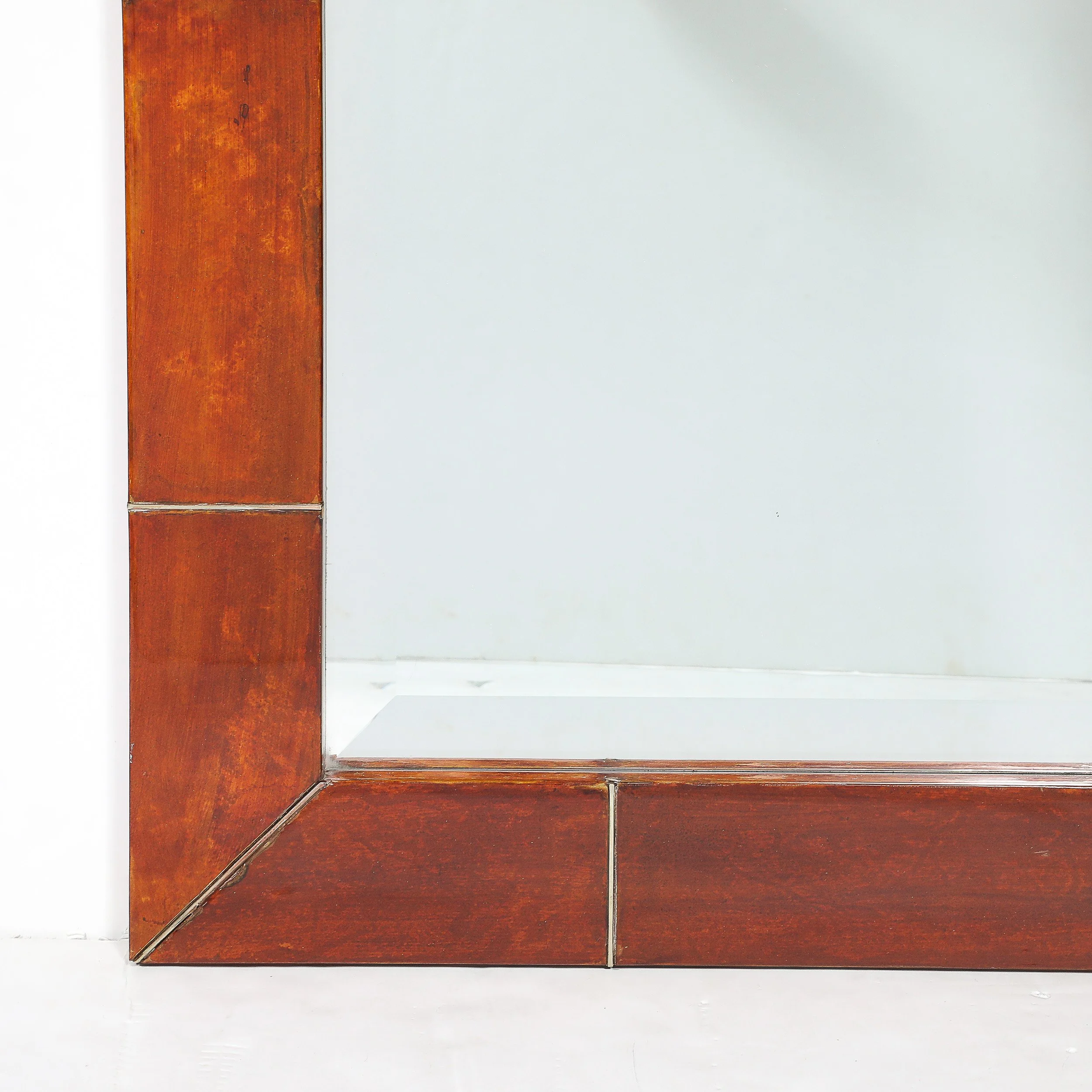 Mid-Century Tessellated Lacquered Goatskin Arched Mirror signed Karl Springer offered by High Style Deco — image 7