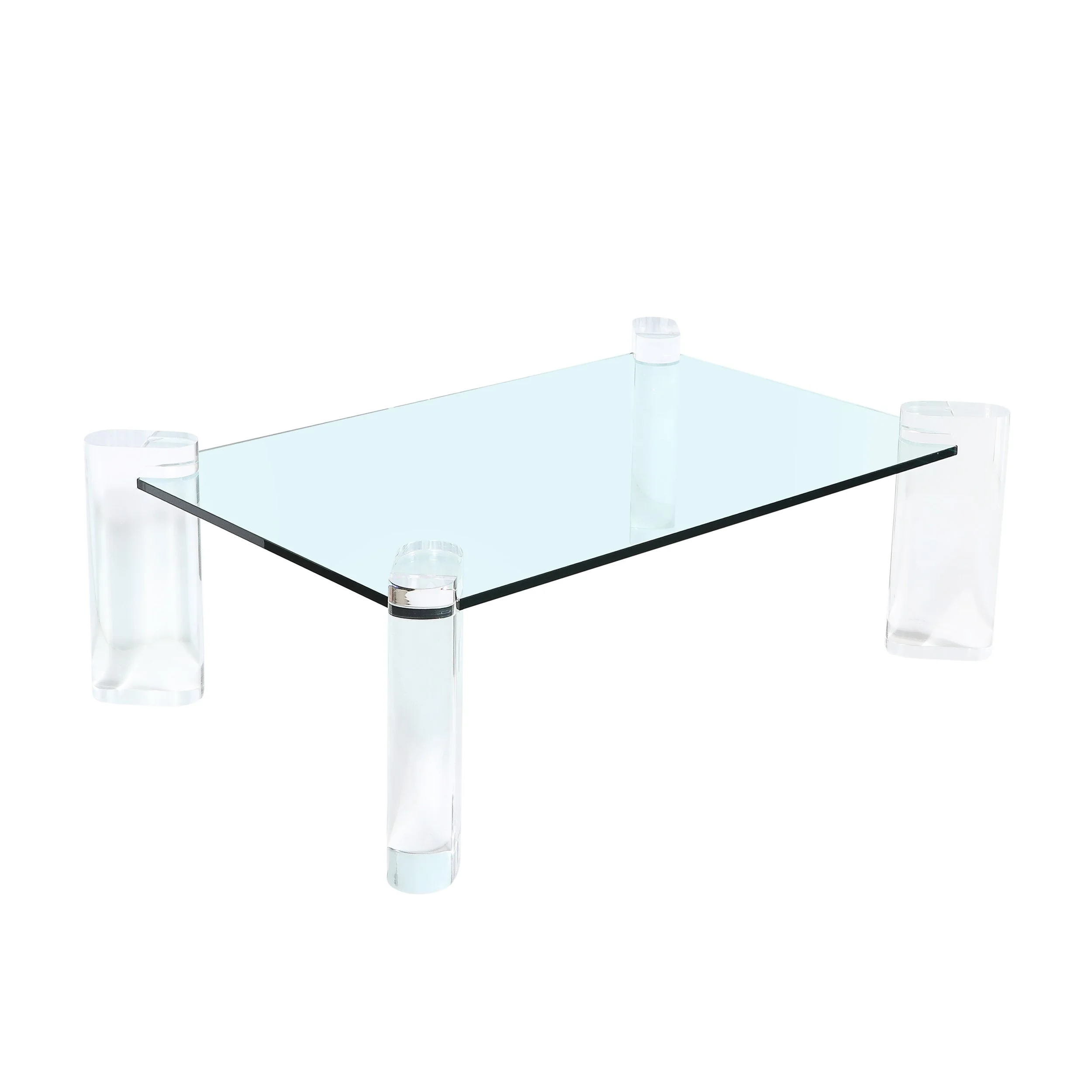 Mid-Century Lucite Bullet-Form Supports & Glass Coffee Table by Karl Springer offered by High Style Deco — image 1