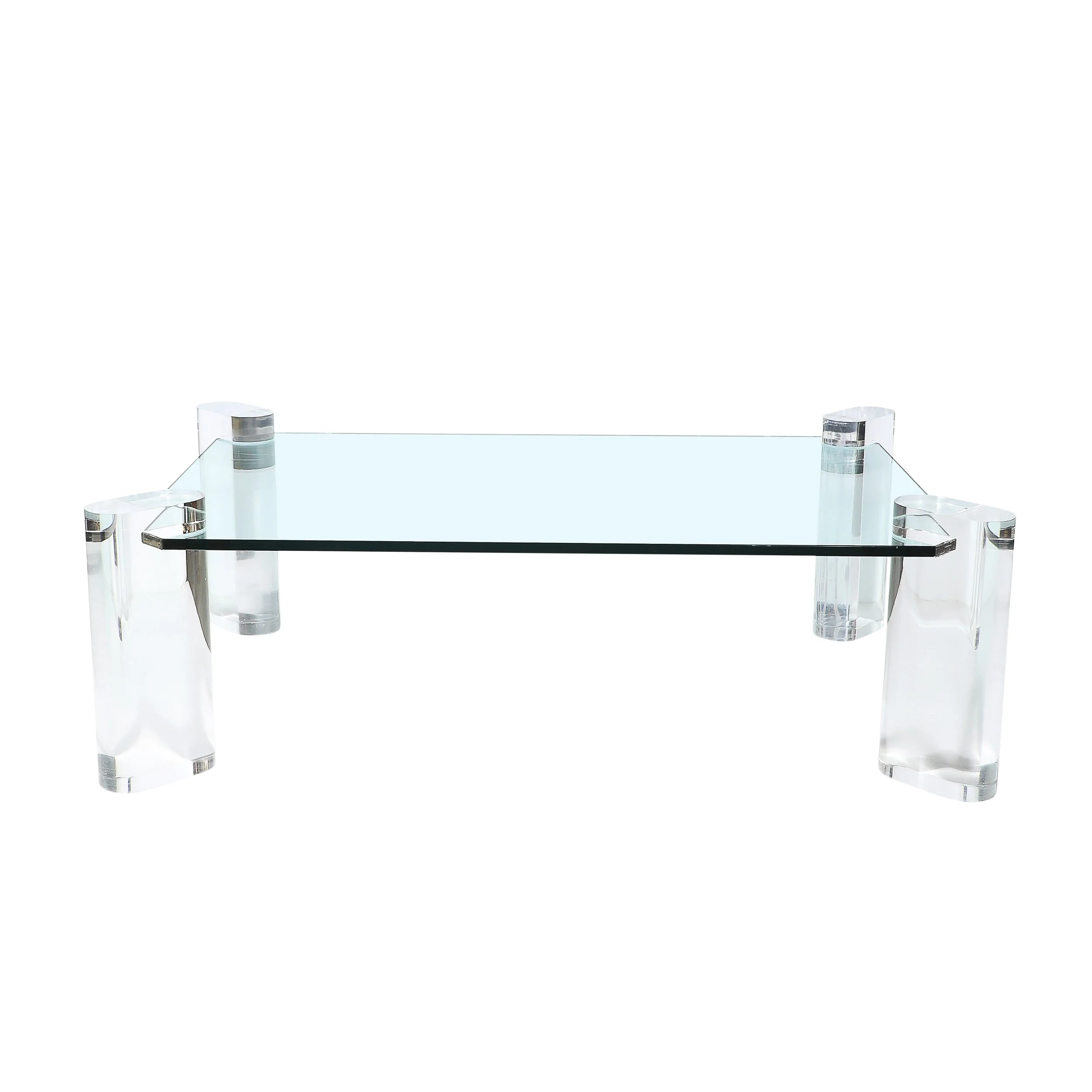 Mid-Century Lucite Bullet-Form Supports & Glass Coffee Table by Karl Springer offered by High Style Deco — image 2