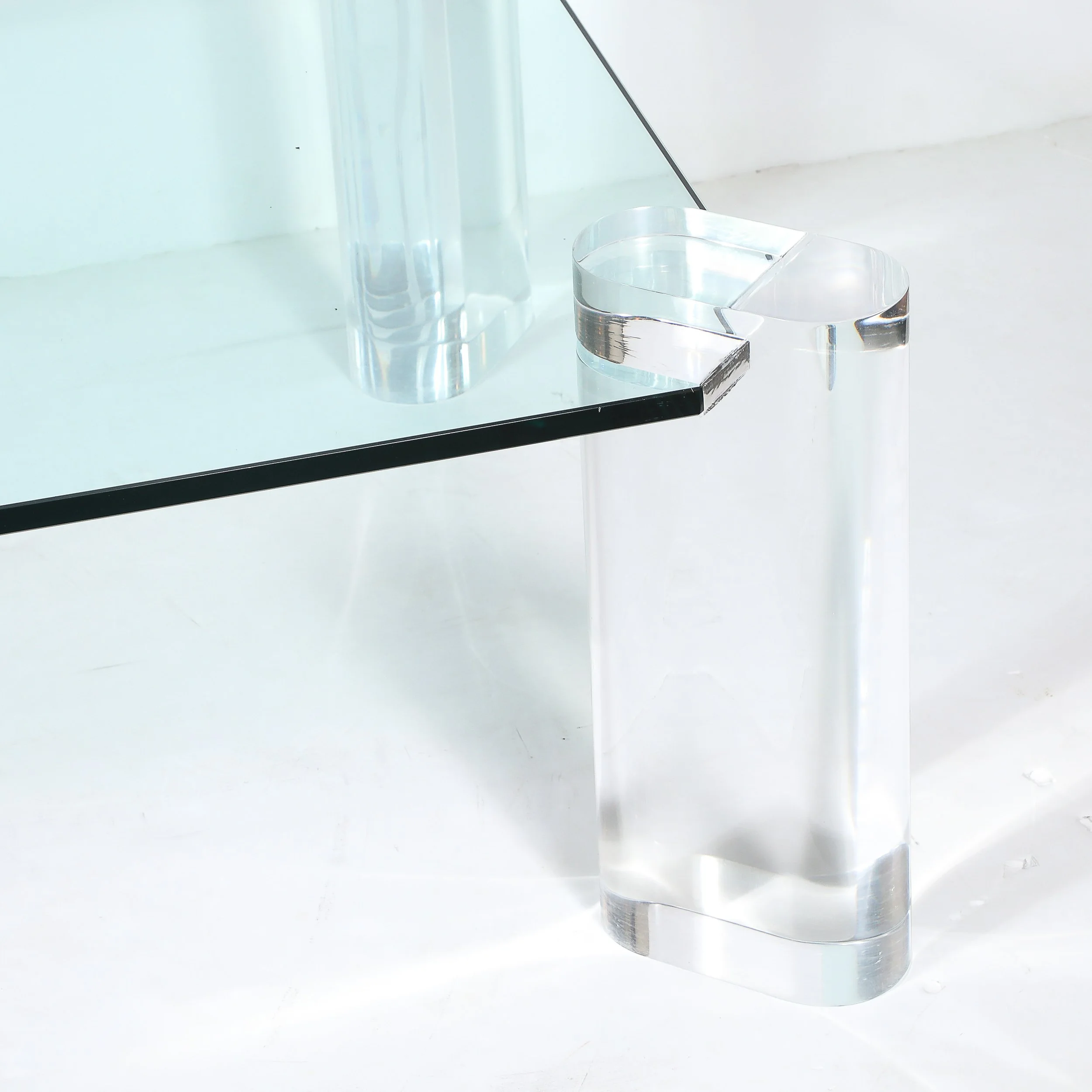 Mid-Century Lucite Bullet-Form Supports & Glass Coffee Table by Karl Springer offered by High Style Deco — image 3