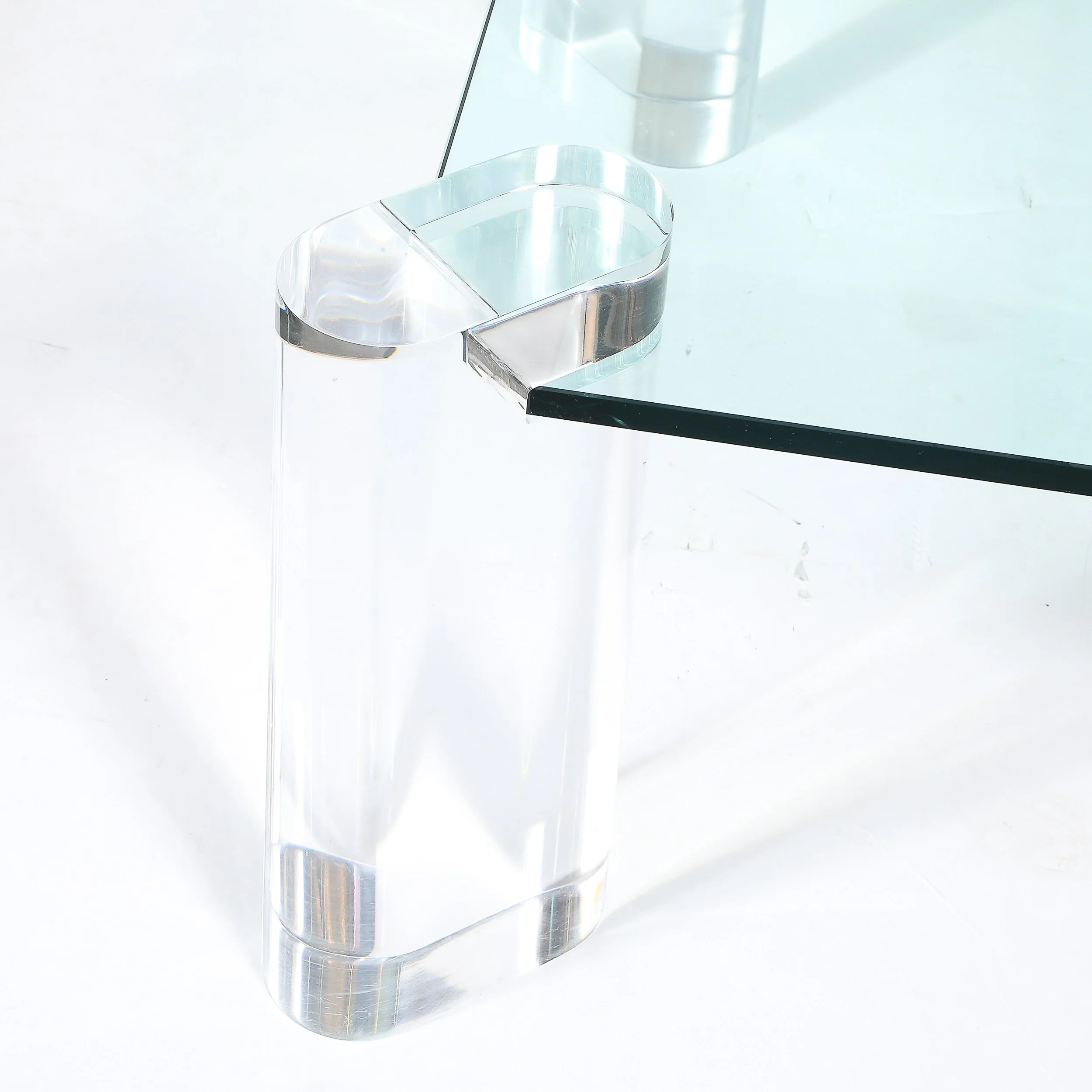 Mid-Century Lucite Bullet-Form Supports & Glass Coffee Table by Karl Springer offered by High Style Deco — image 5