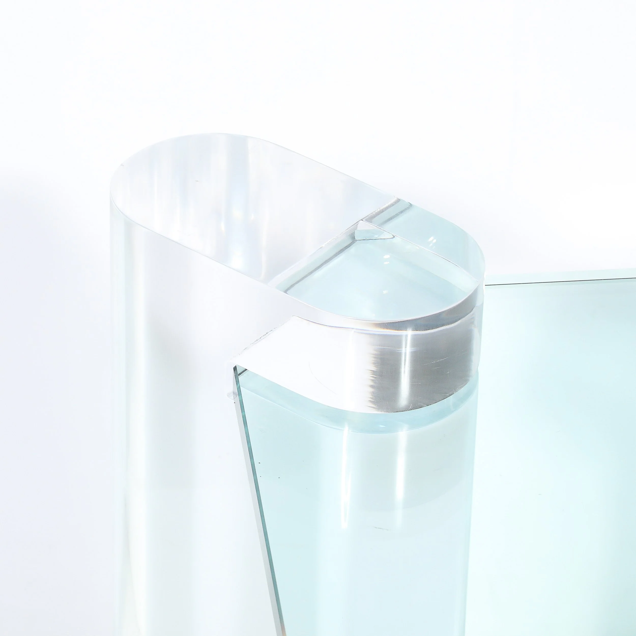 Mid-Century Lucite Bullet-Form Supports & Glass Coffee Table by Karl Springer offered by High Style Deco — image 4