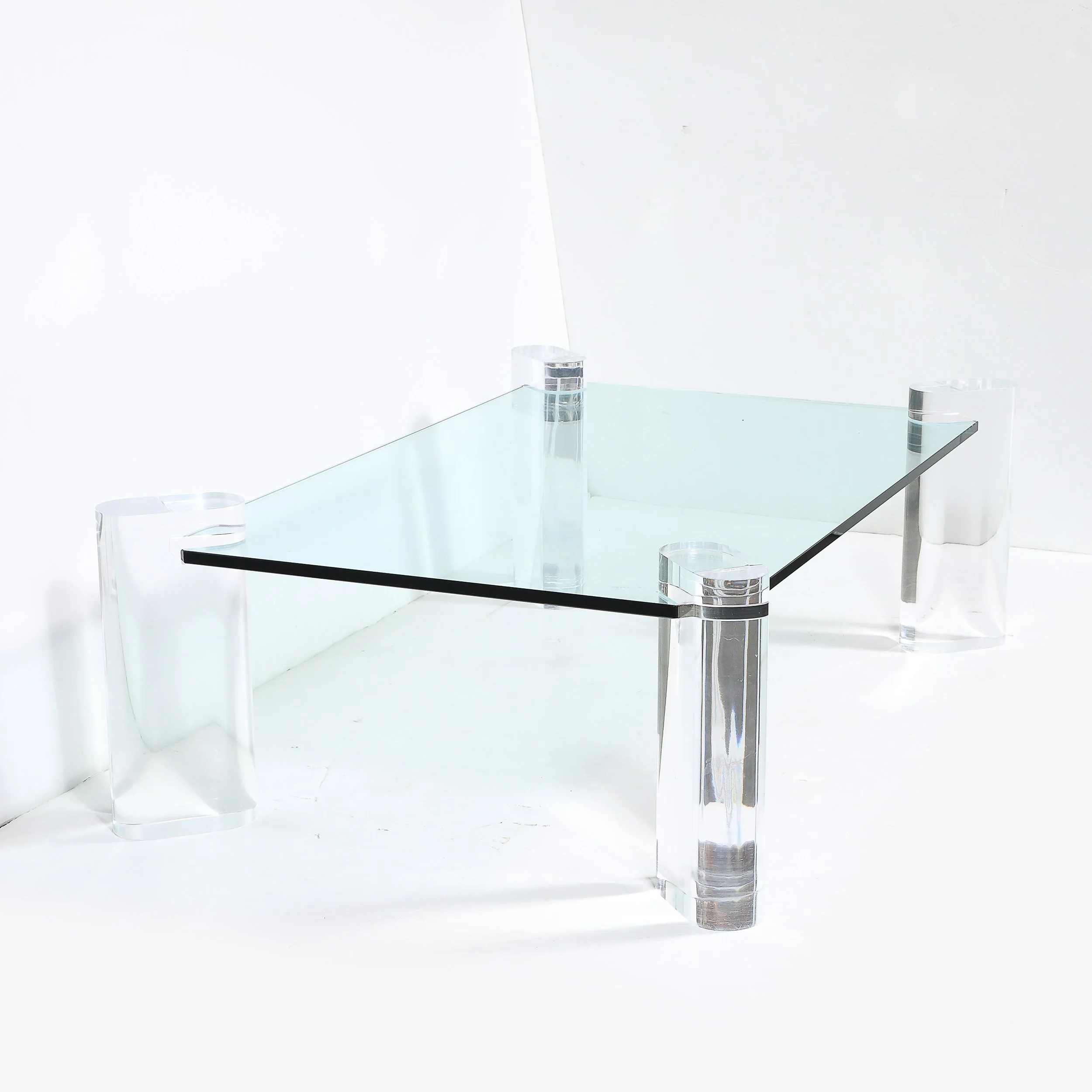 Mid-Century Lucite Bullet-Form Supports & Glass Coffee Table by Karl Springer offered by High Style Deco — image 8