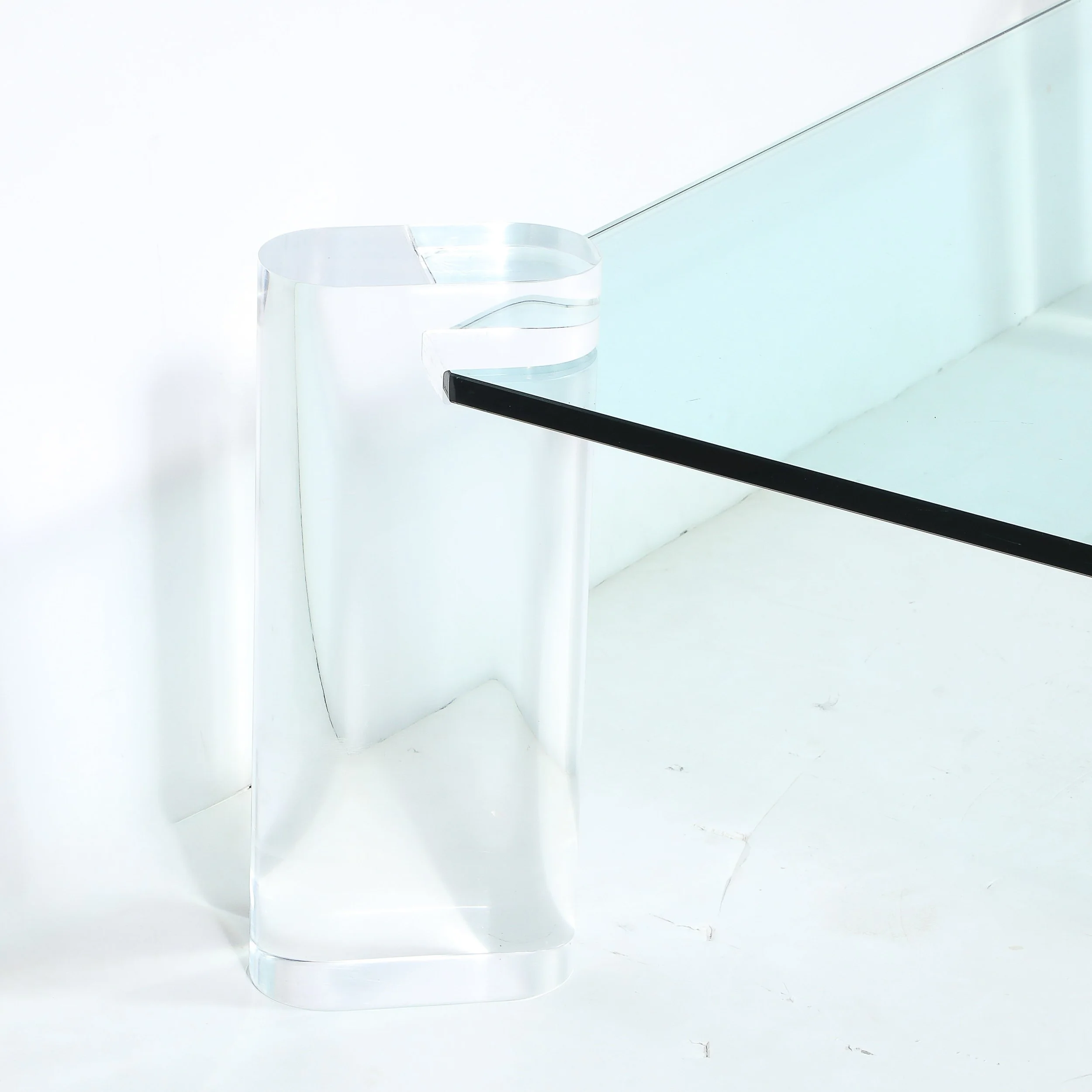 Mid-Century Lucite Bullet-Form Supports & Glass Coffee Table by Karl Springer offered by High Style Deco — image 9