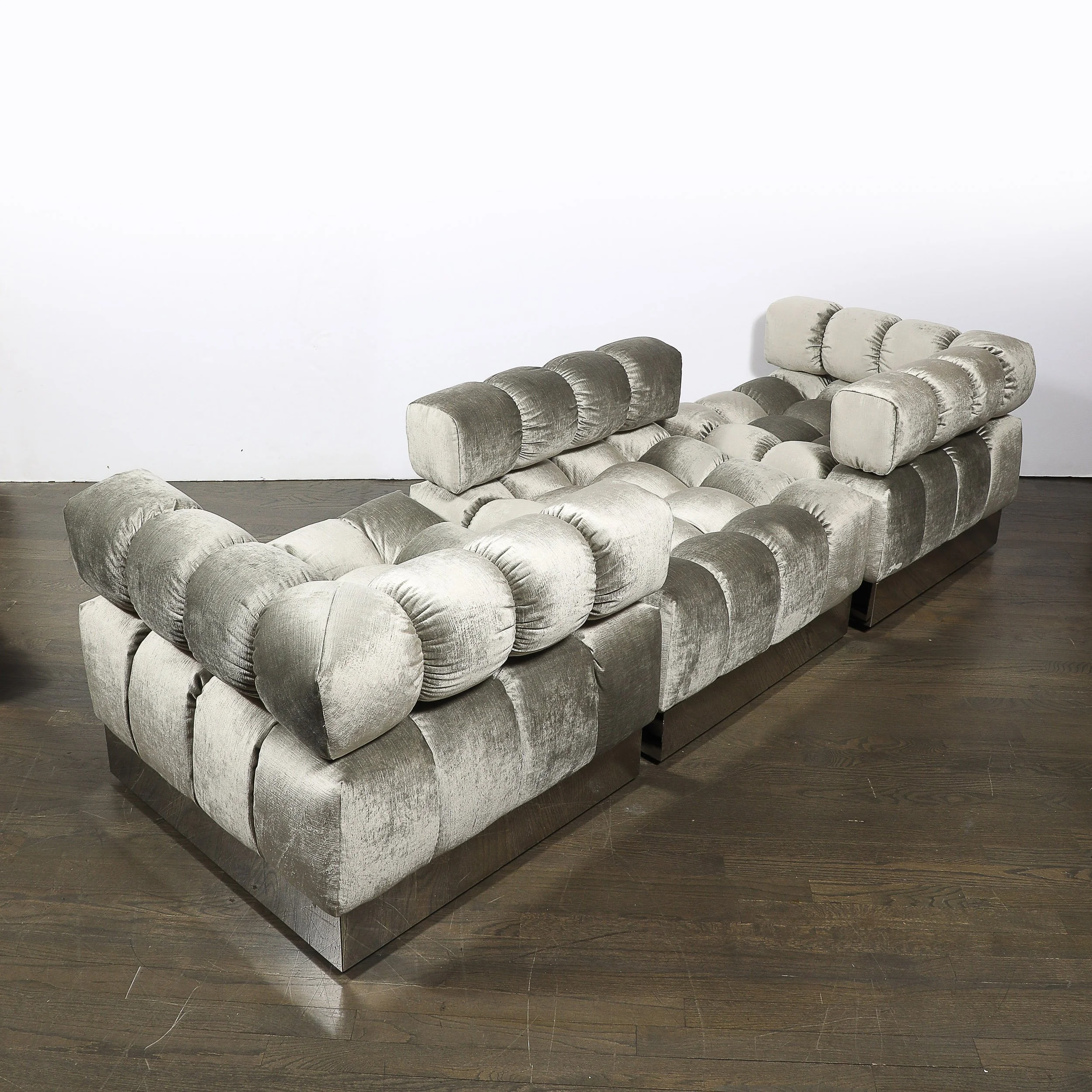 Mid-Century Harvey Probber 4-Piece Deep Tufted Modular Sofa in Platinum Velvet offered by High Style Deco — image 3