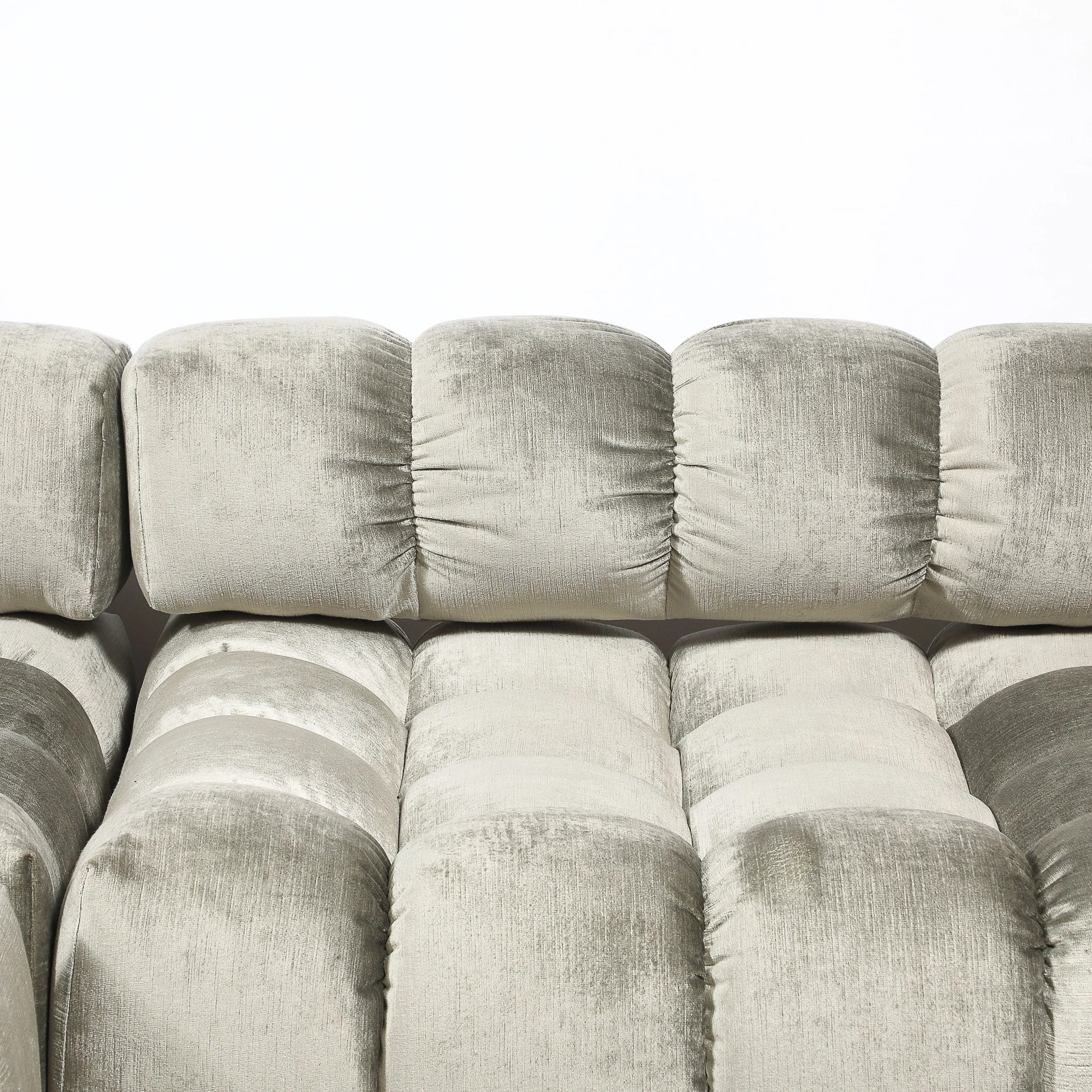 Mid-Century Harvey Probber 4-Piece Deep Tufted Modular Sofa in Platinum Velvet offered by High Style Deco — image 4