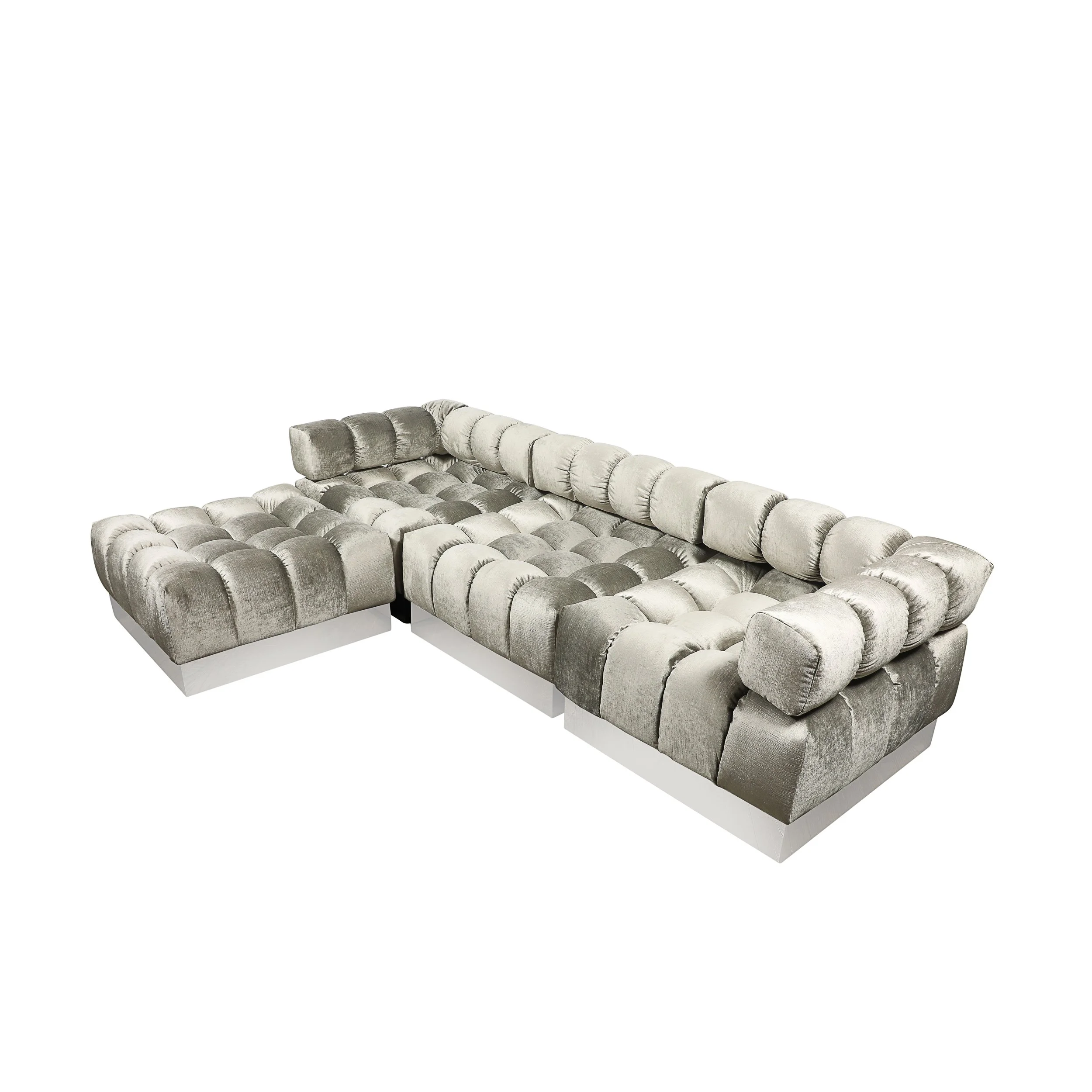 Mid-Century Harvey Probber 4-Piece Deep Tufted Modular Sofa in Platinum Velvet offered by High Style Deco — image 2