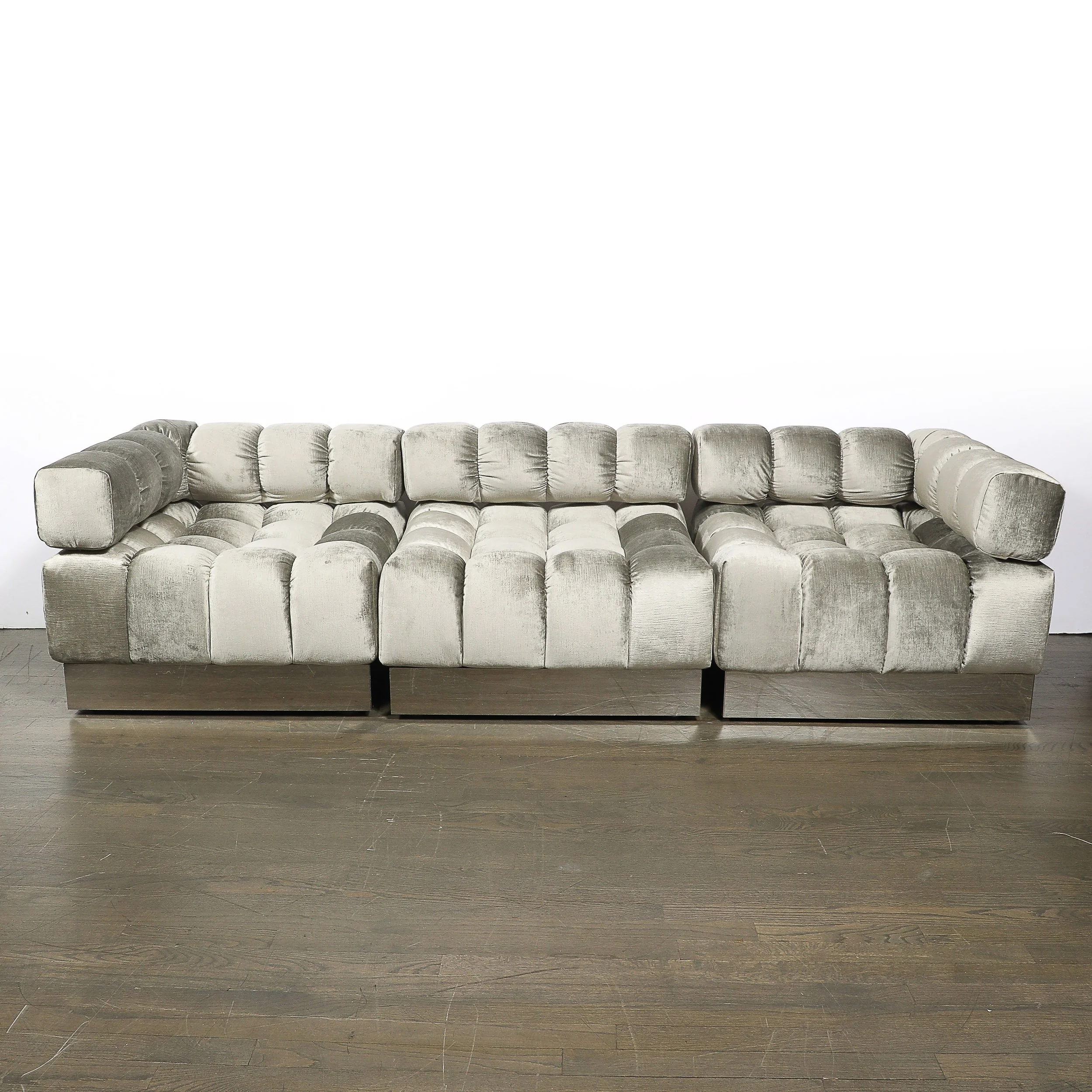 Mid-Century Harvey Probber 4-Piece Deep Tufted Modular Sofa in Platinum Velvet offered by High Style Deco — image 6