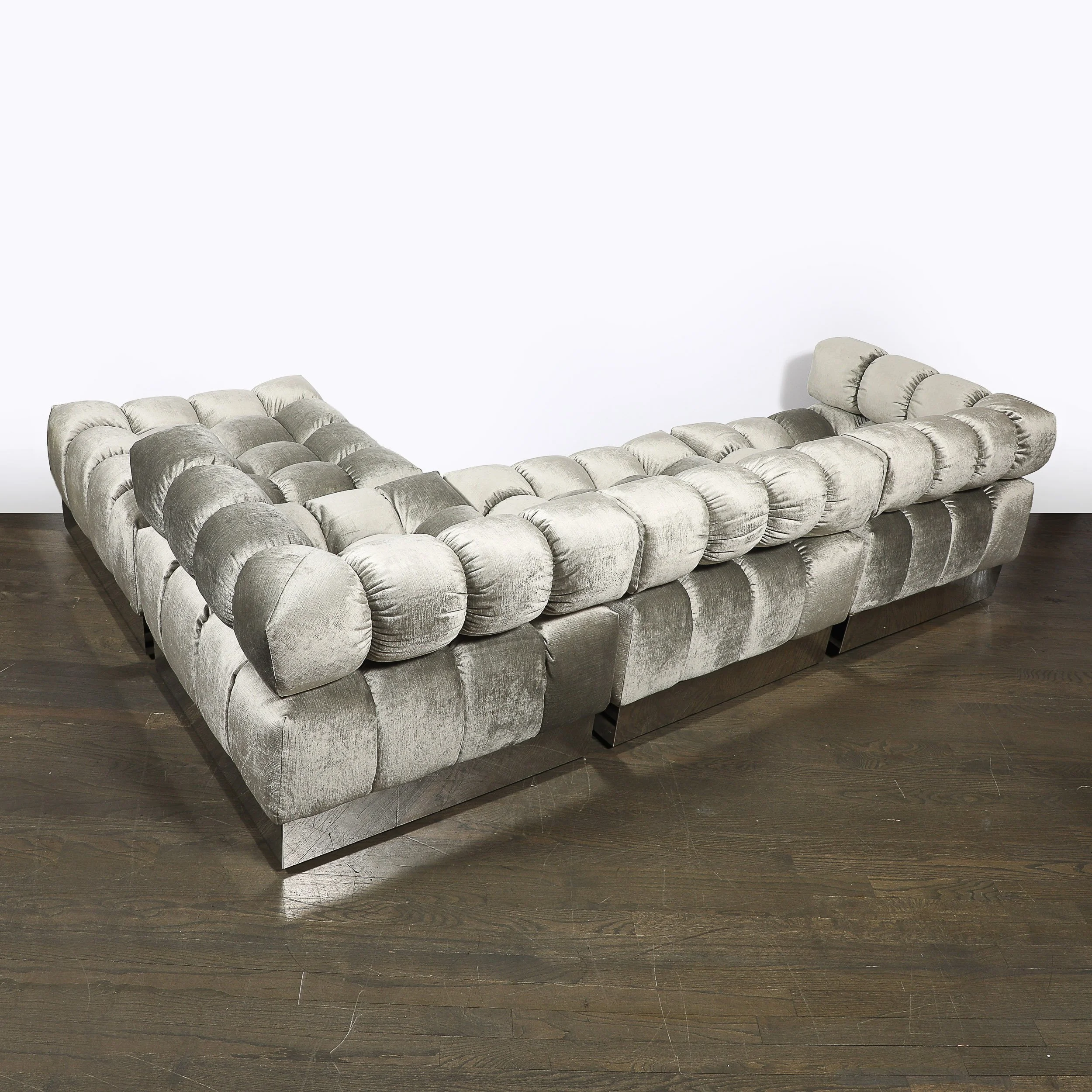 Mid-Century Harvey Probber 4-Piece Deep Tufted Modular Sofa in Platinum Velvet offered by High Style Deco — image 11