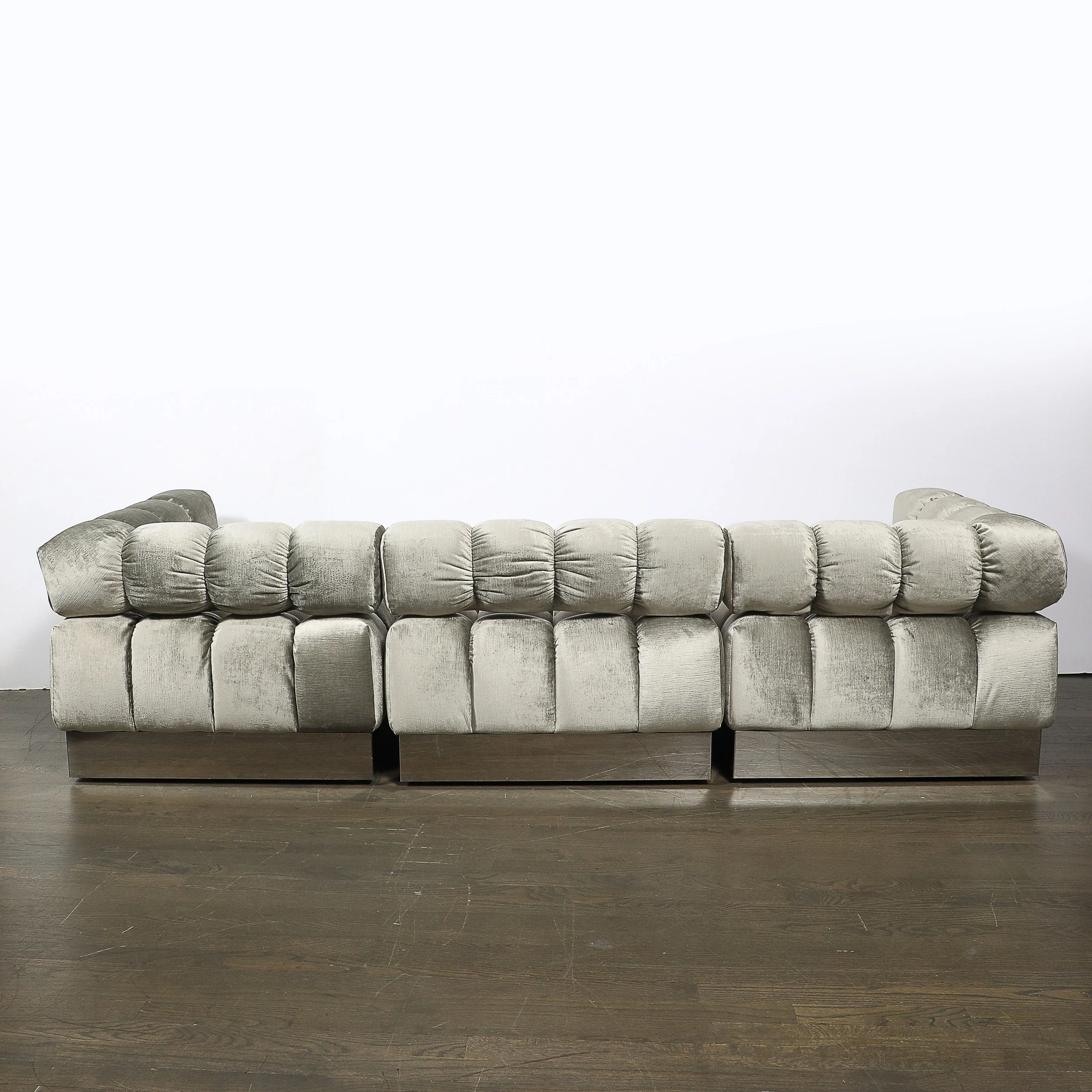 Mid-Century Harvey Probber 4-Piece Deep Tufted Modular Sofa in Platinum Velvet offered by High Style Deco — image 12