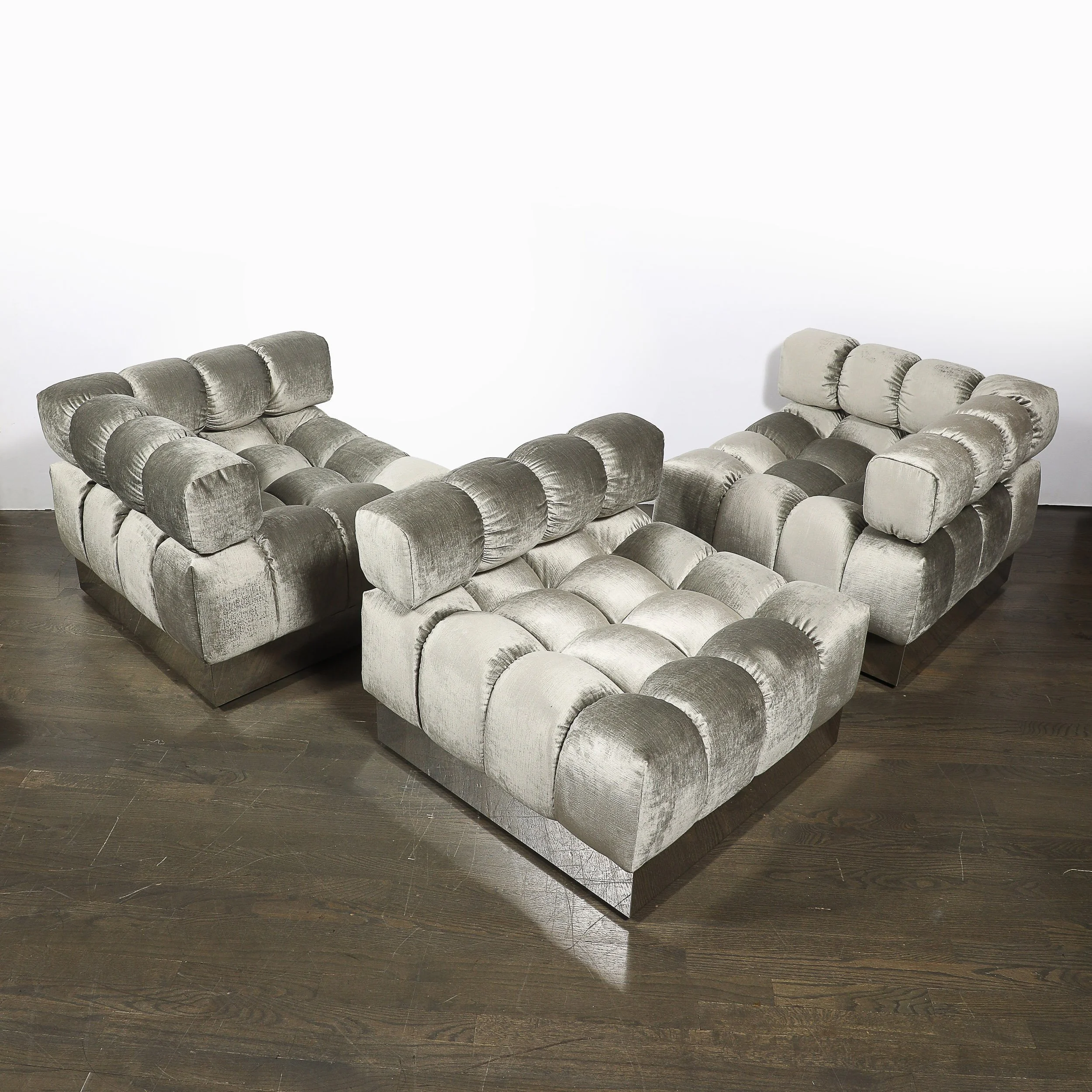 Mid-Century Harvey Probber 4-Piece Deep Tufted Modular Sofa in Platinum Velvet offered by High Style Deco — image 13