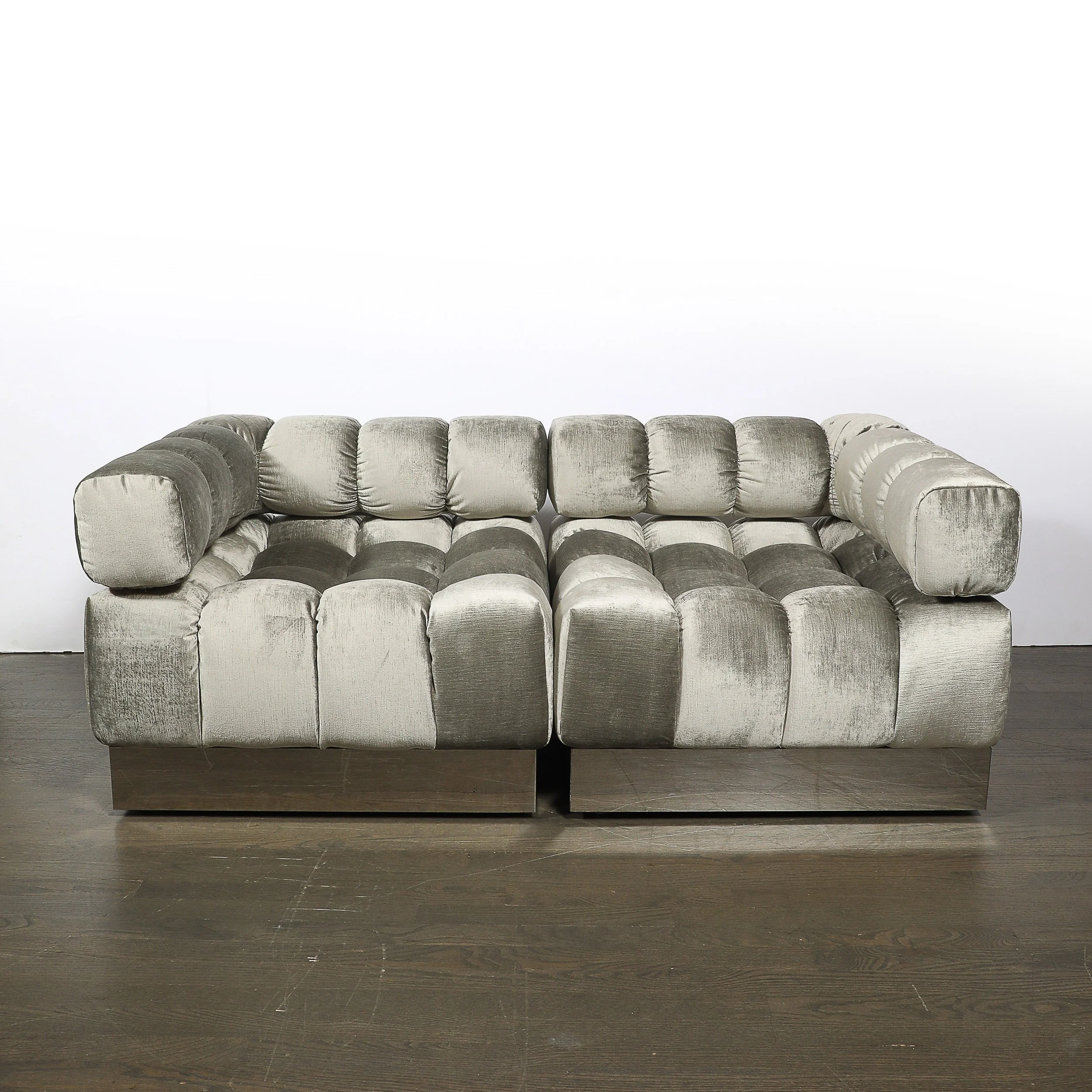 Mid-Century Harvey Probber 4-Piece Deep Tufted Modular Sofa in Platinum Velvet offered by High Style Deco — image 17