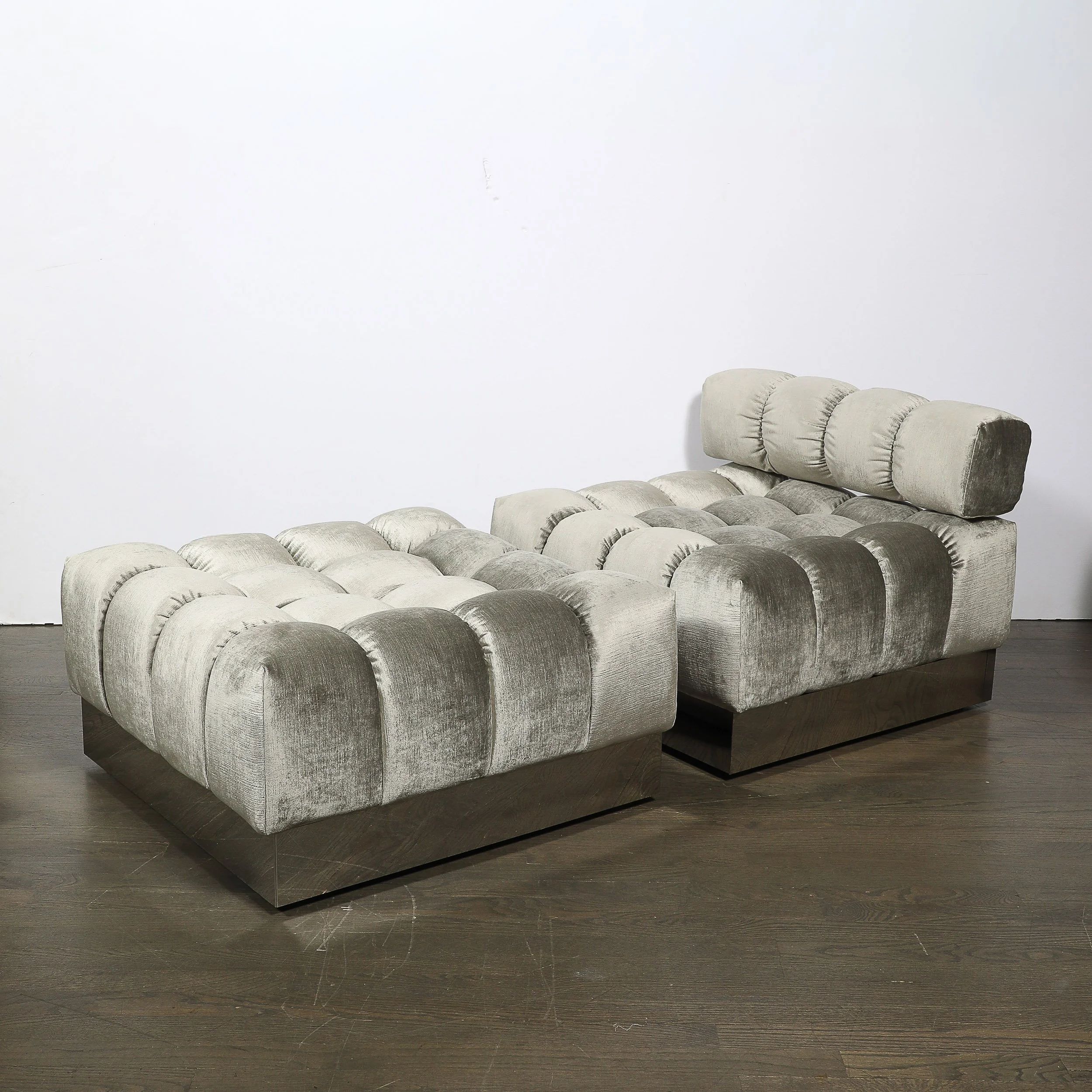 Mid-Century Harvey Probber 4-Piece Deep Tufted Modular Sofa in Platinum Velvet offered by High Style Deco — image 16