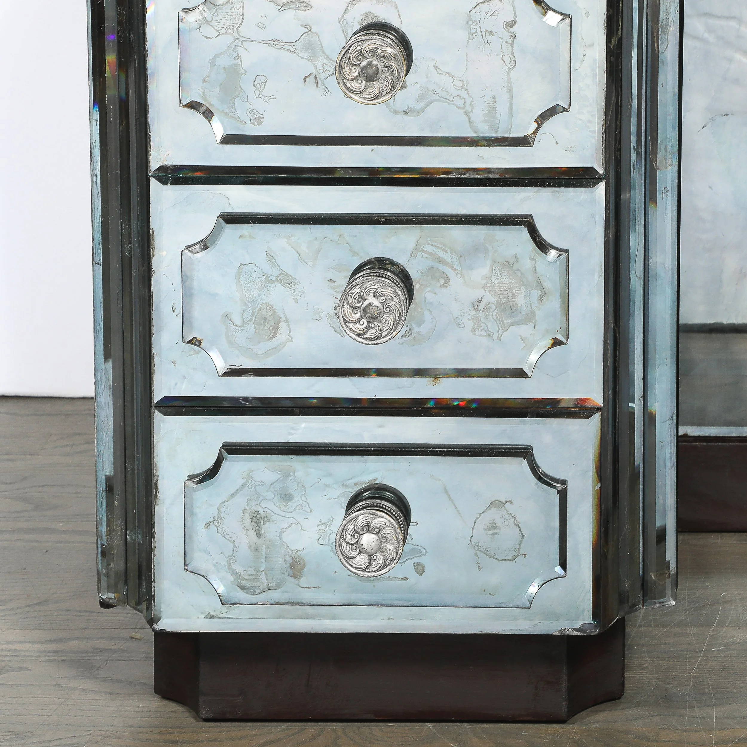 Art Deco Smoked Beveled Mirrored Vanity with Silvered Bronze Pulls offered by High Style Deco — image 5