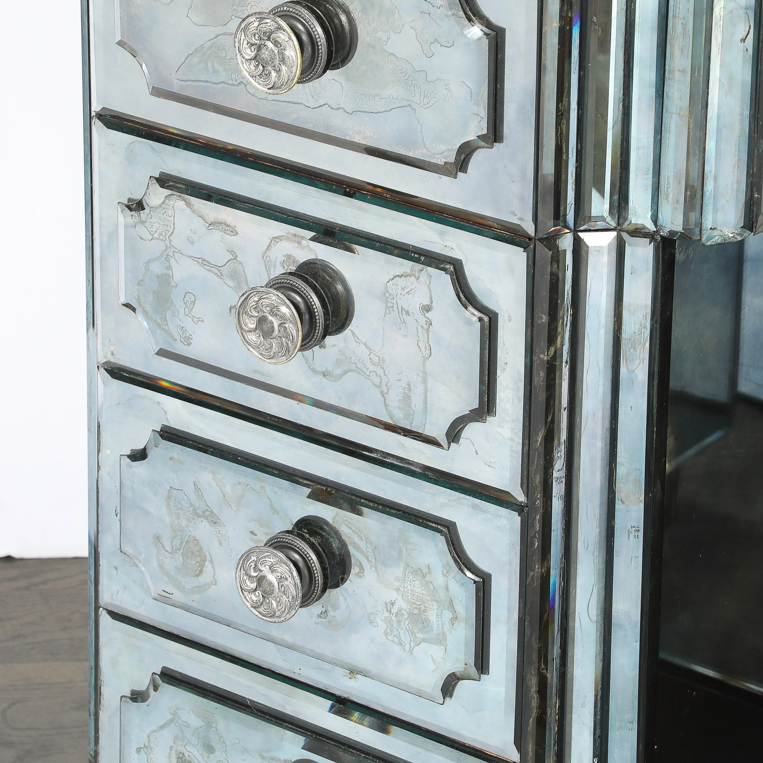 Art Deco Smoked Beveled Mirrored Vanity with Silvered Bronze Pulls offered by High Style Deco — image 10