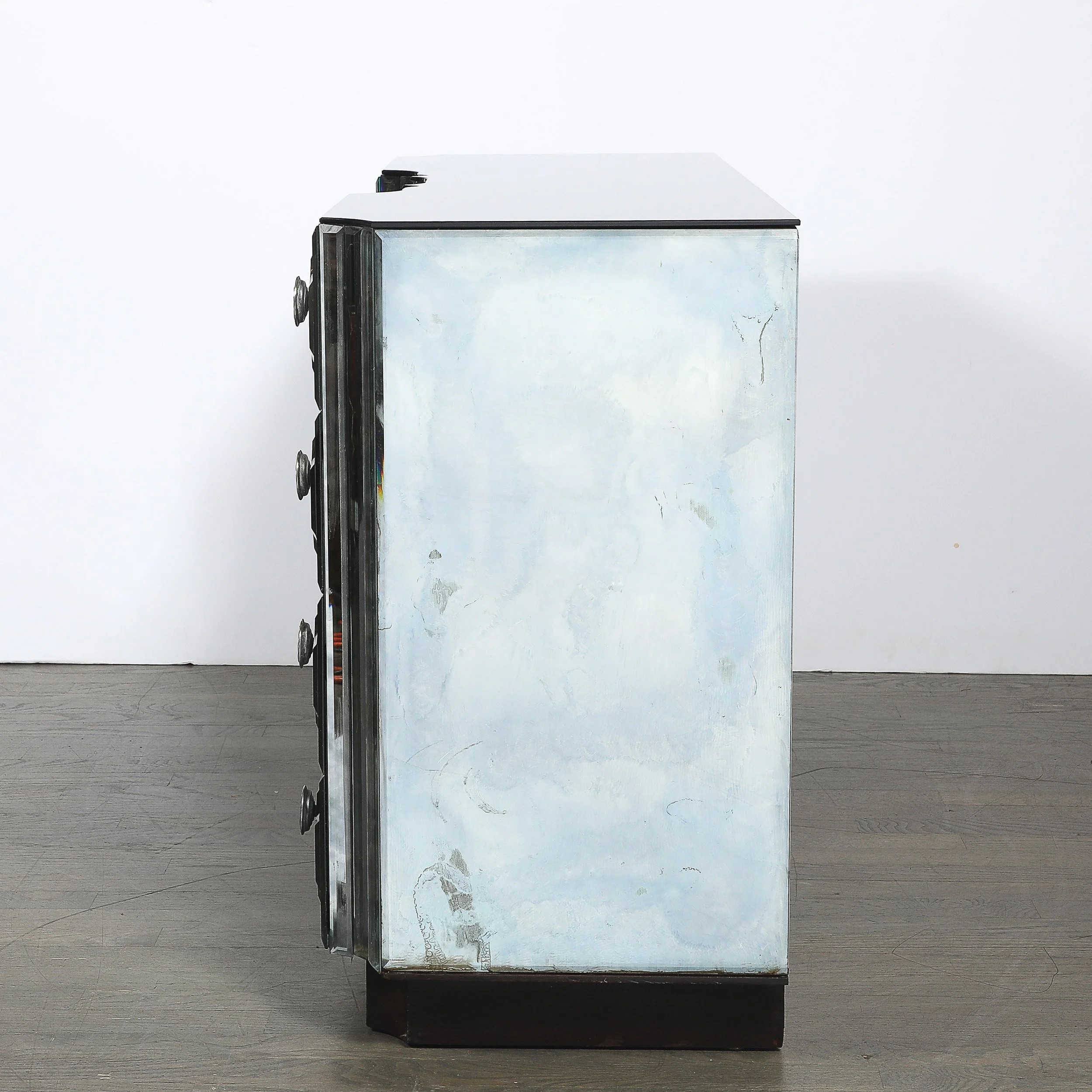 Art Deco Smoked Beveled Mirrored Vanity with Silvered Bronze Pulls offered by High Style Deco — image 12