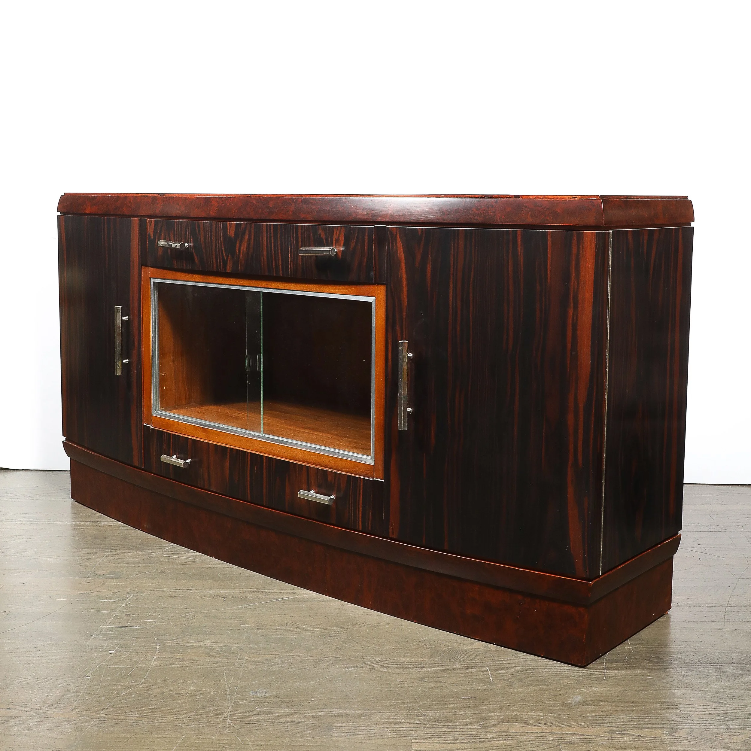 Art Deco Rosewood, Burled Carpathian Elm & Acacia Sideboard w/ Nickled Bronze offered by High Style Deco — image 15