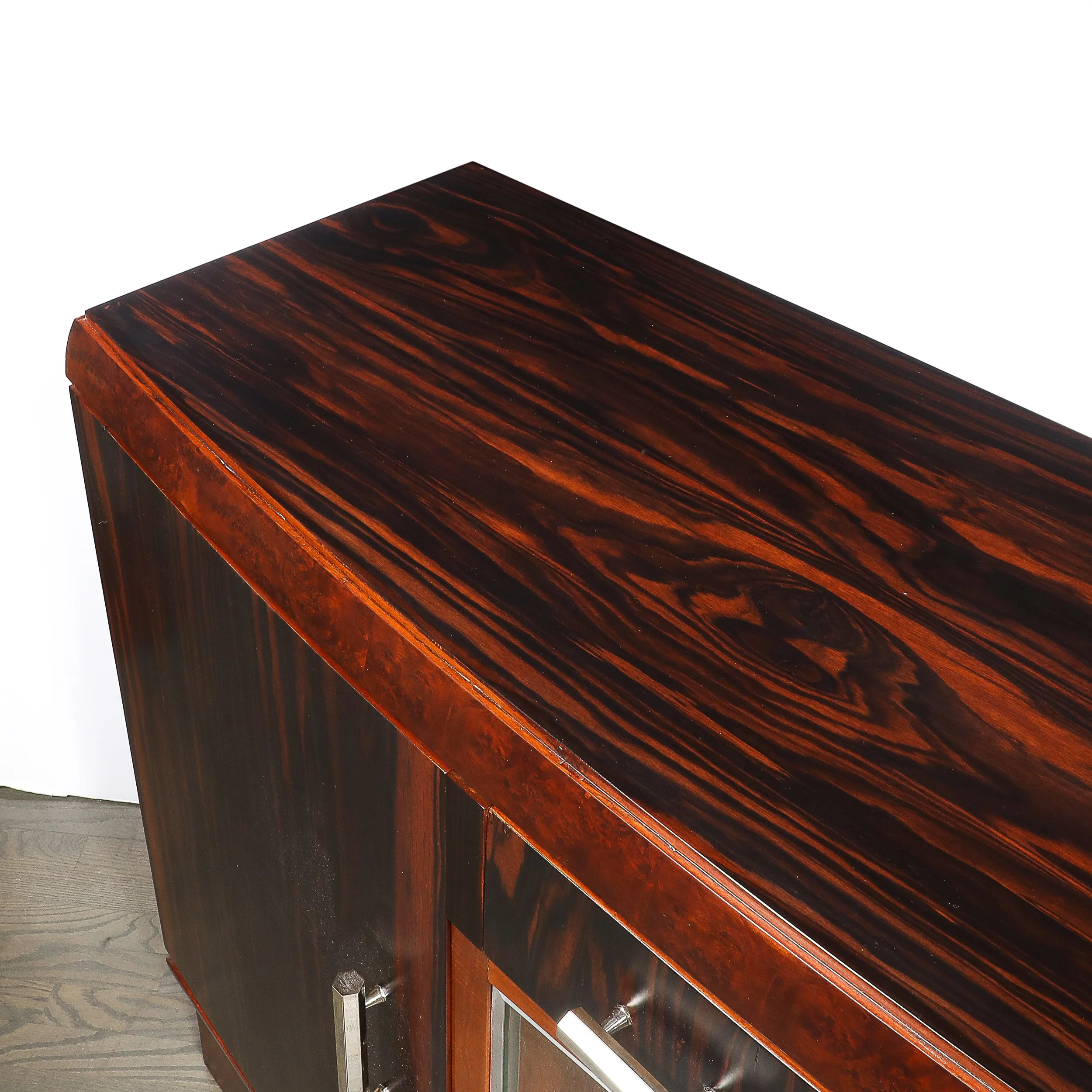 Art Deco Rosewood, Burled Carpathian Elm & Acacia Sideboard w/ Nickled Bronze offered by High Style Deco — image 16