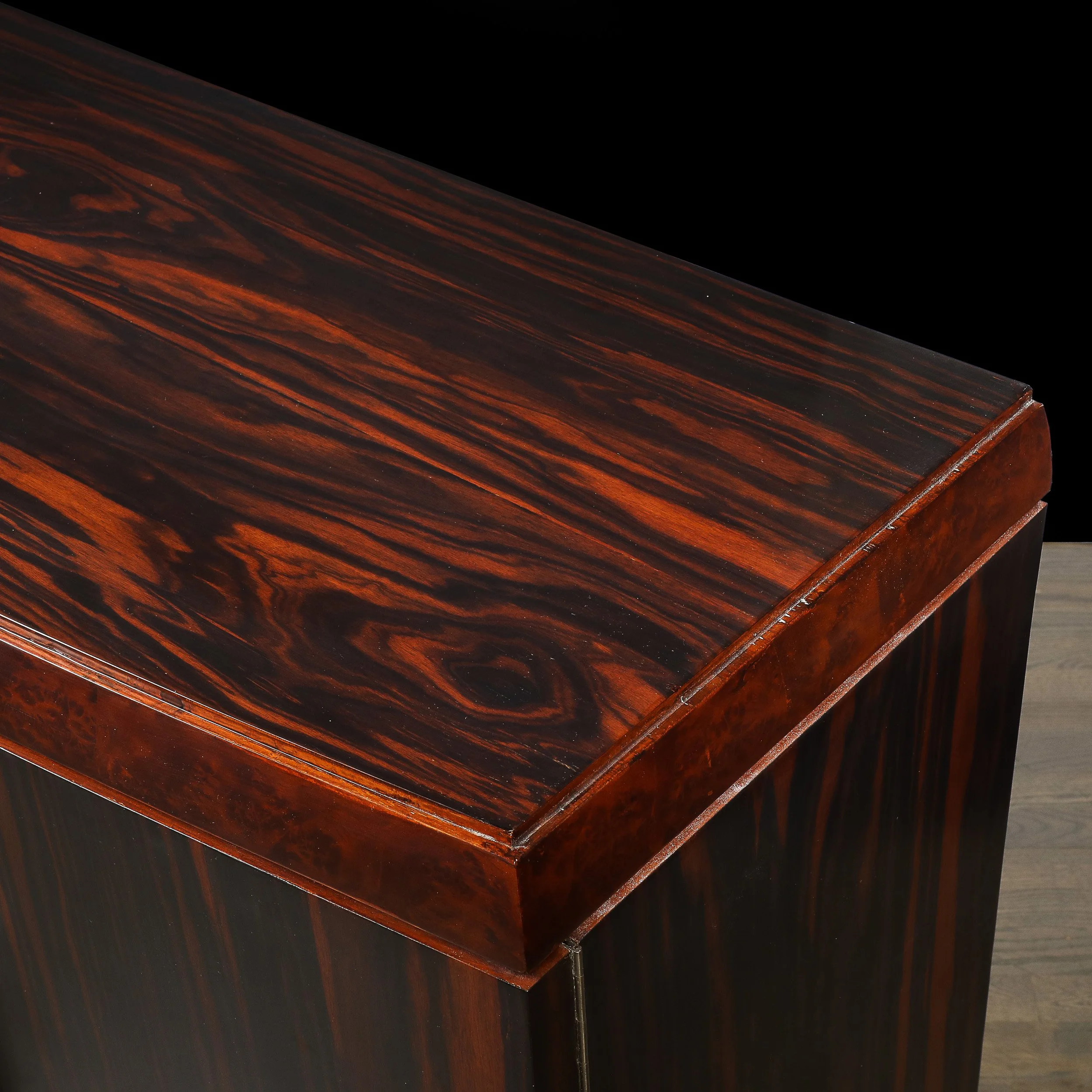 Art Deco Rosewood, Burled Carpathian Elm & Acacia Sideboard w/ Nickled Bronze offered by High Style Deco — image 17