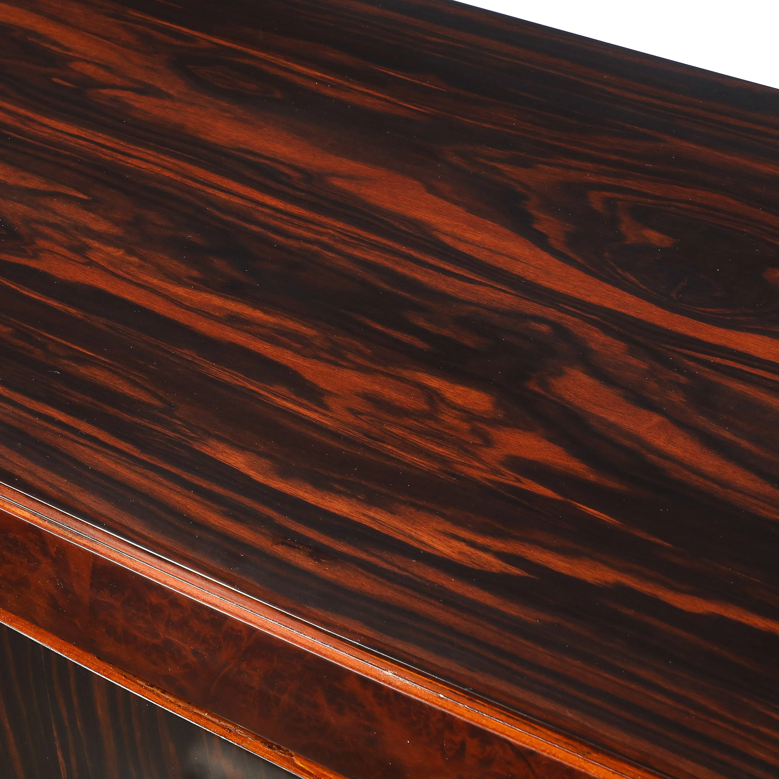 Art Deco Rosewood, Burled Carpathian Elm & Acacia Sideboard w/ Nickled Bronze offered by High Style Deco — image 19