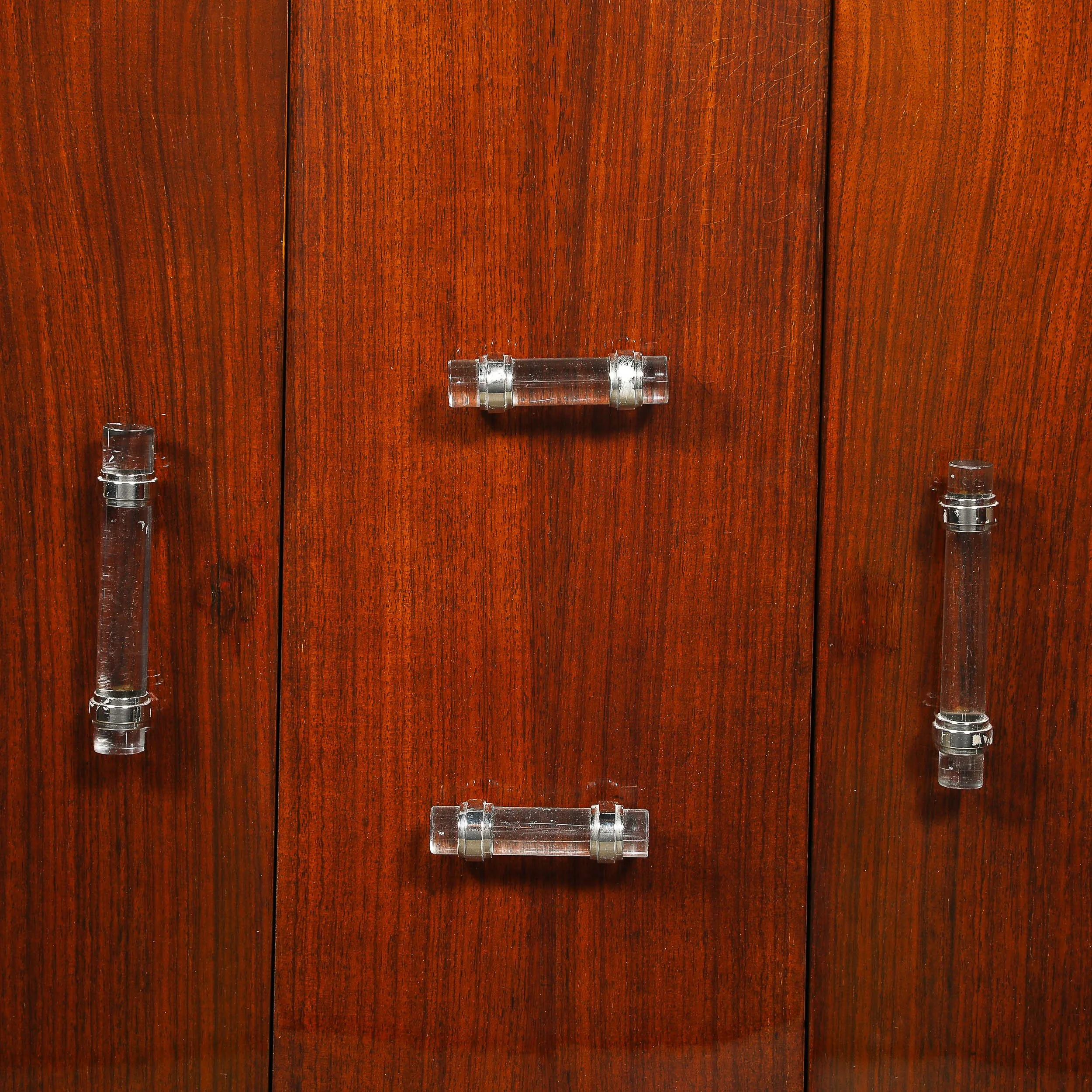 Art Deco Walnut & Black Lacquer Curved-Front Cabinet w/ Verde Saint Denis Top offered by High Style Deco — image 6