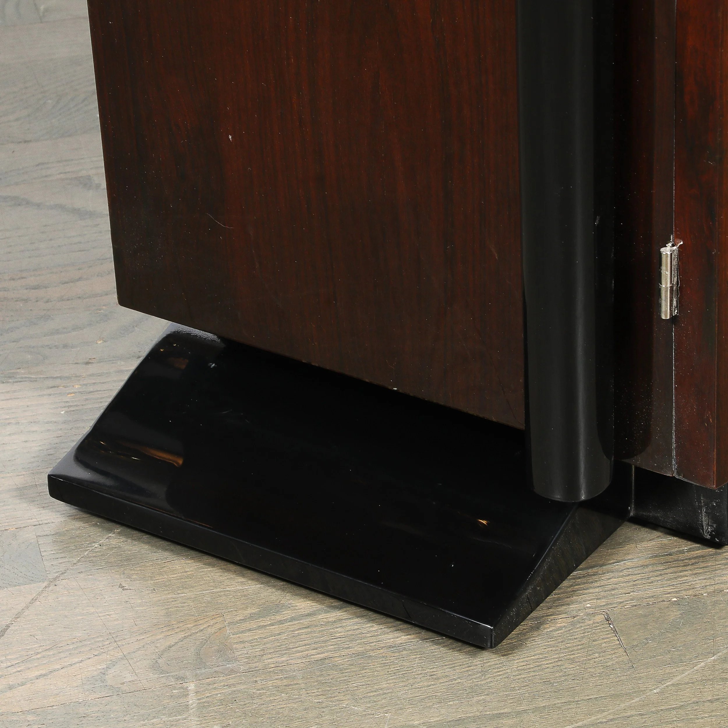 Art Deco Walnut & Black Lacquer Curved-Front Cabinet w/ Verde Saint Denis Top offered by High Style Deco — image 15