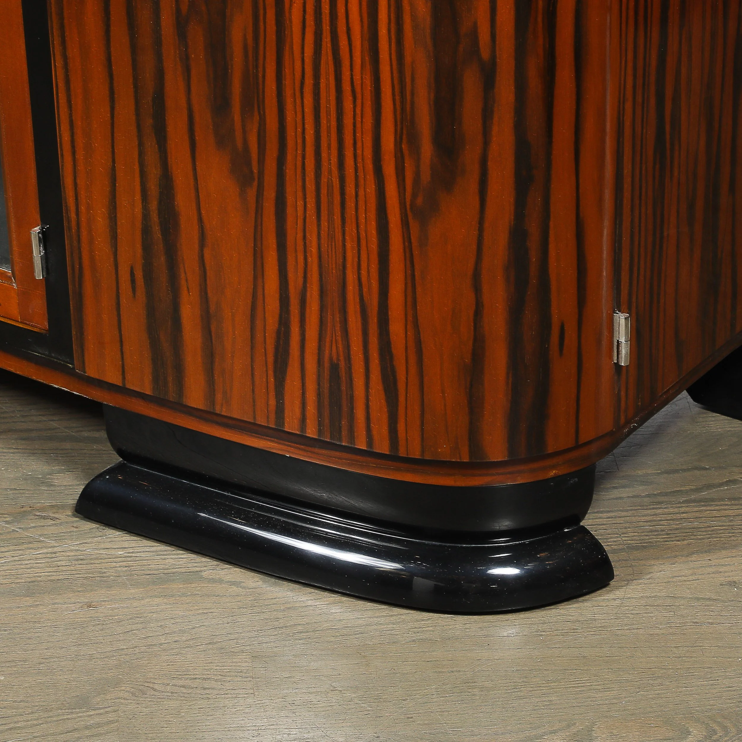 Art Deco Rosewood, Walnut & Black-Lacquer Bar Cabinet w/ Porto Marble Top offered by High Style Deco — image 9
