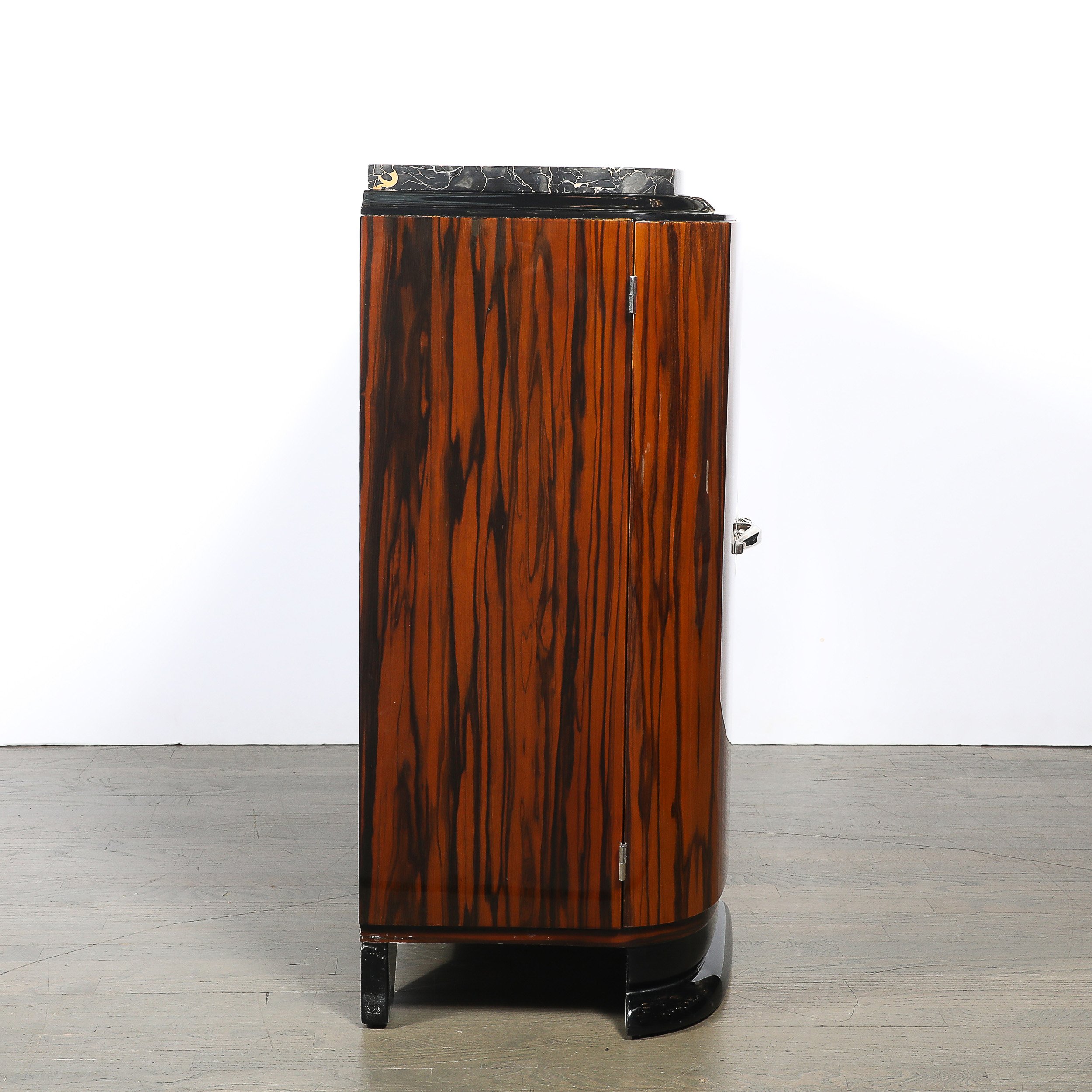 Art Deco Rosewood, Walnut & Black-Lacquer Bar Cabinet w/ Porto Marble Top offered by High Style Deco — image 11