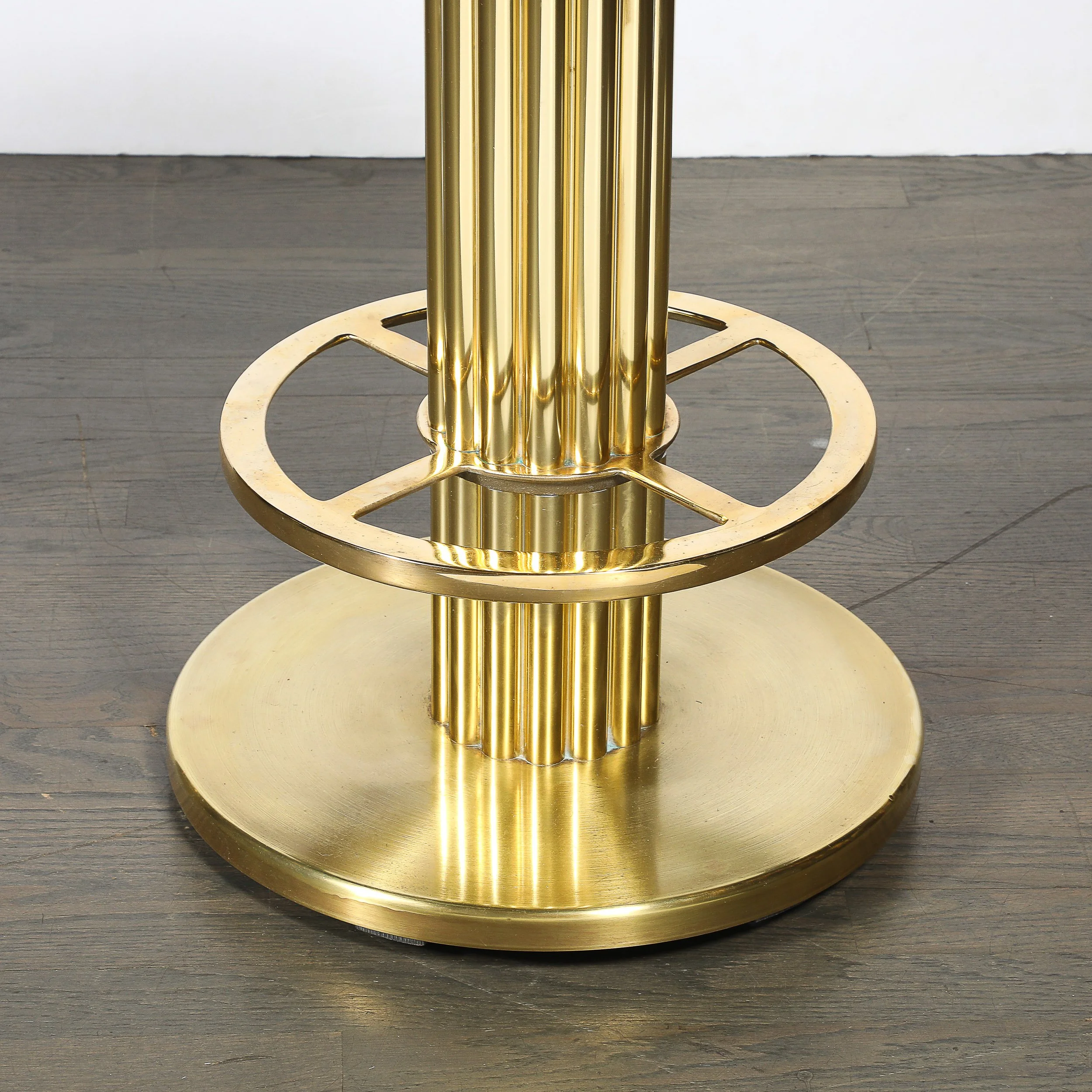Mid-Century Designed for Leisure Fluted & Cream Upholstered Brass Counter Stool offered by High Style Deco — image 2