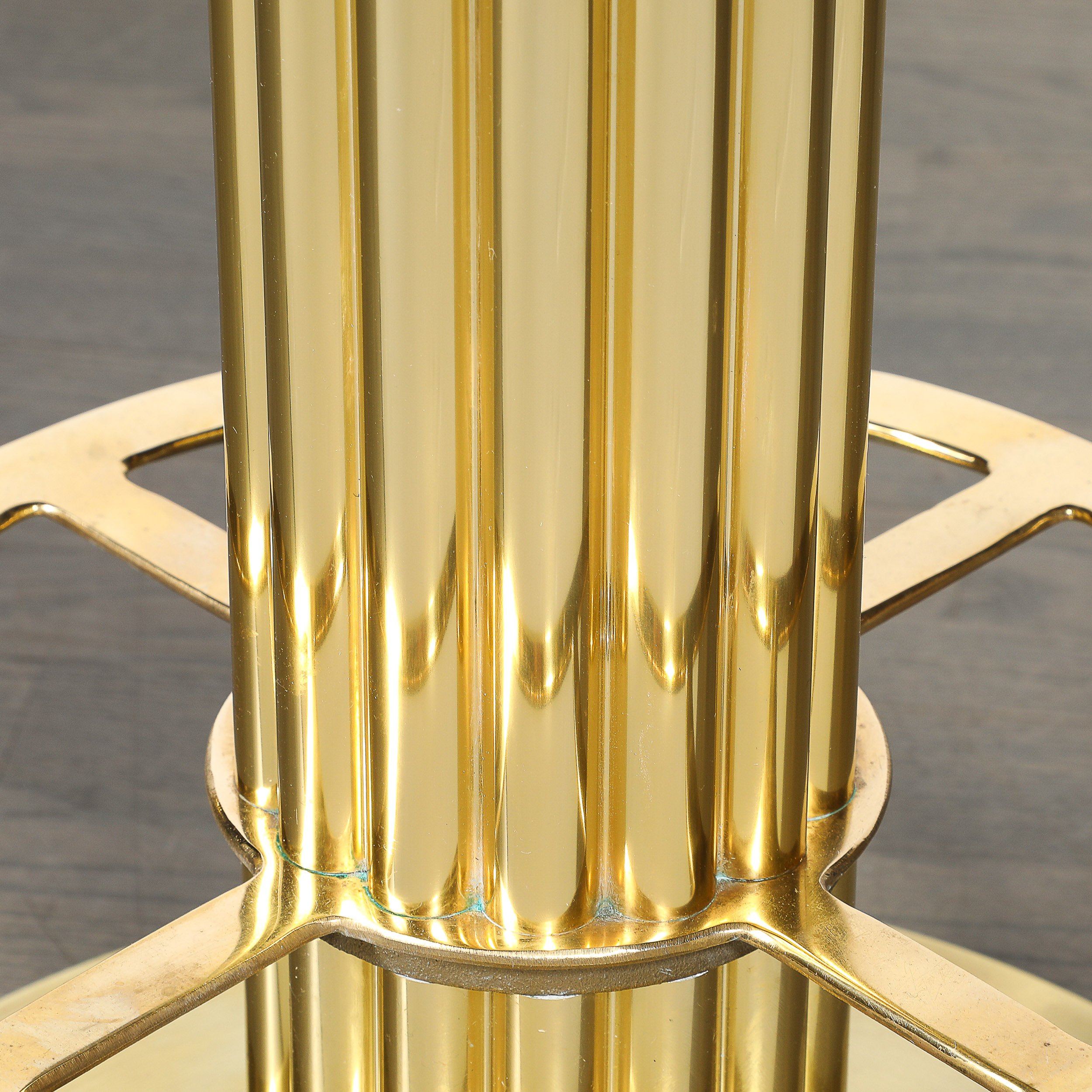 Mid-Century Designed for Leisure Fluted & Cream Upholstered Brass Counter Stool offered by High Style Deco — image 3