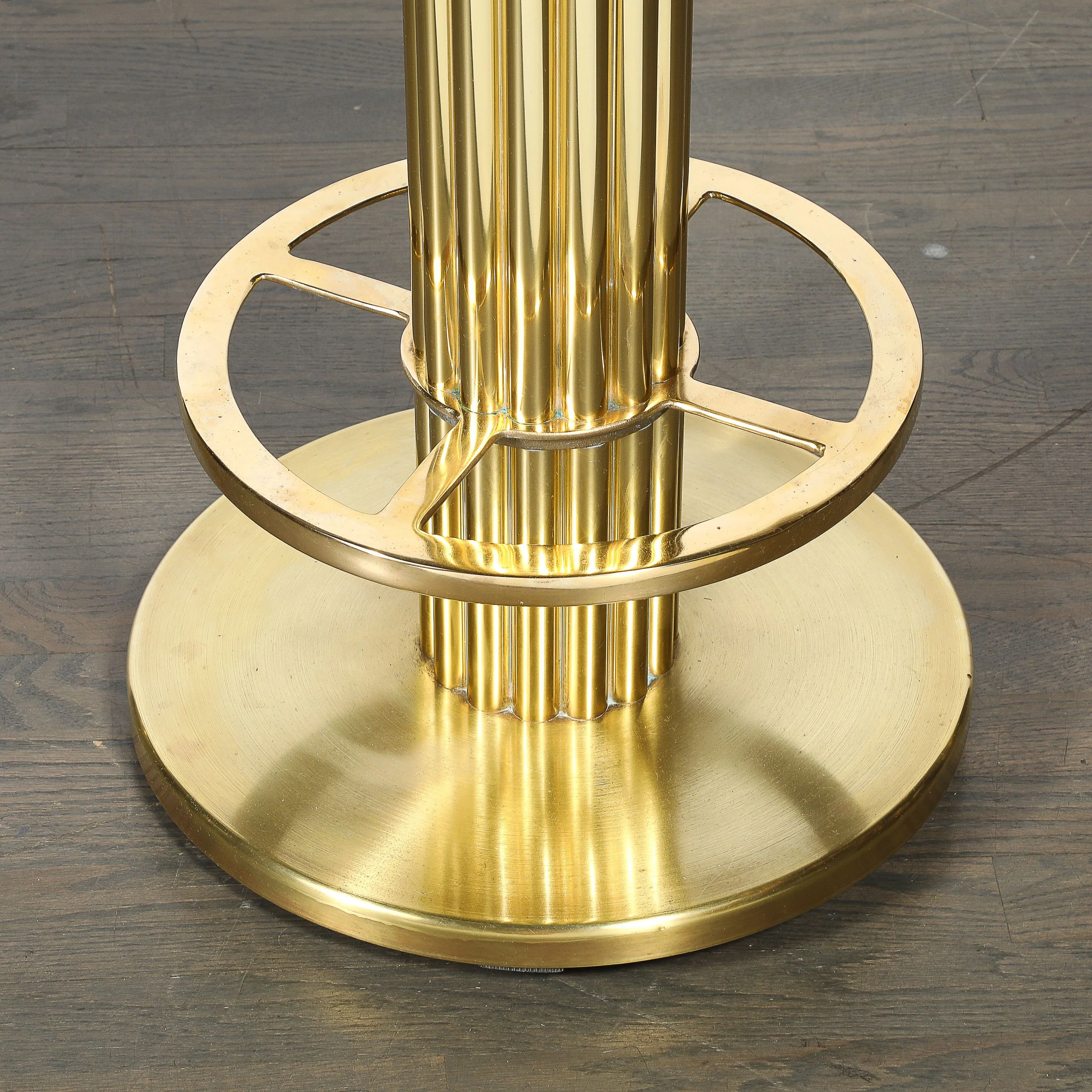 Mid-Century Designed for Leisure Fluted & Cream Upholstered Brass Counter Stool offered by High Style Deco — image 6
