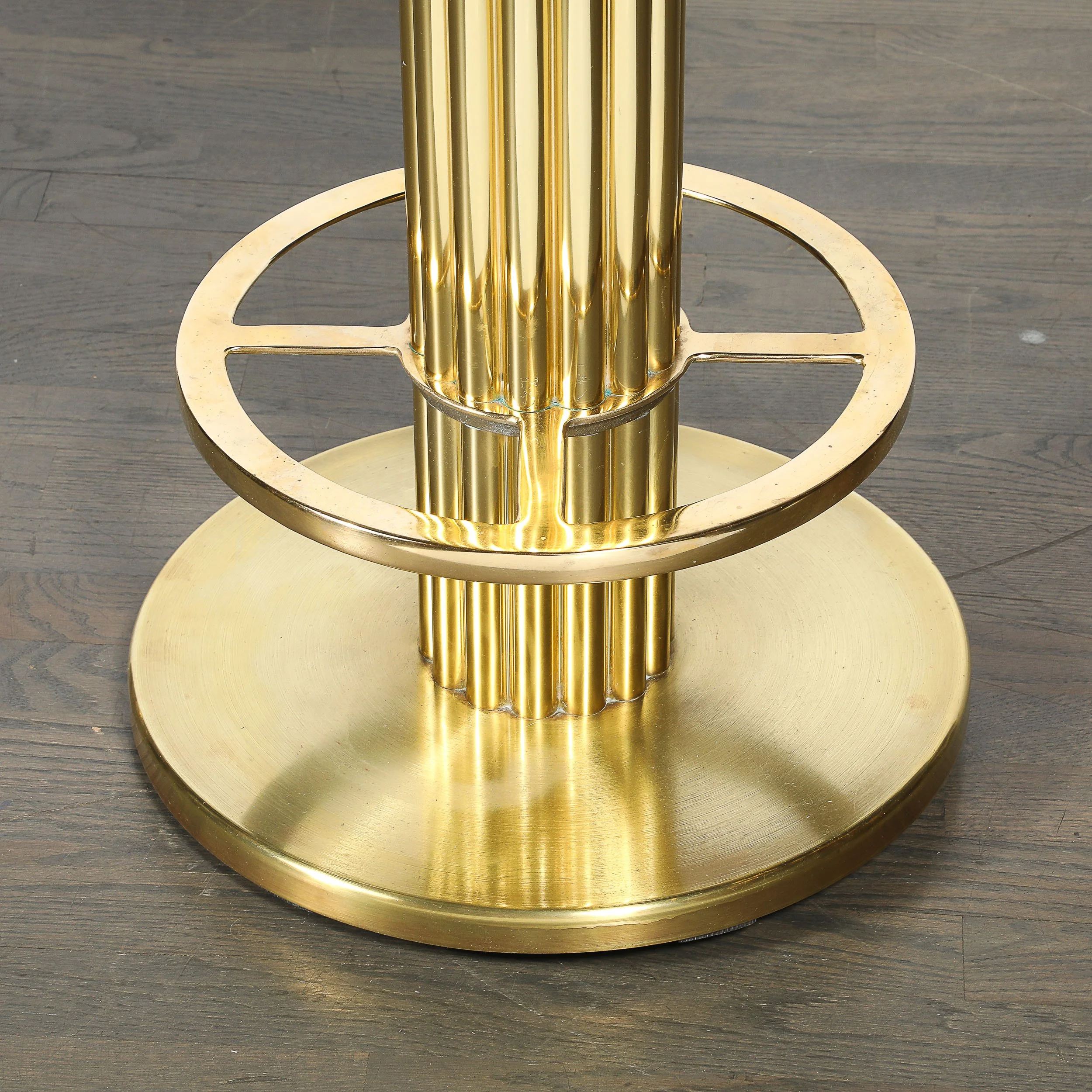 Mid-Century Designed for Leisure Fluted & Cream Upholstered Brass Counter Stool offered by High Style Deco — image 8